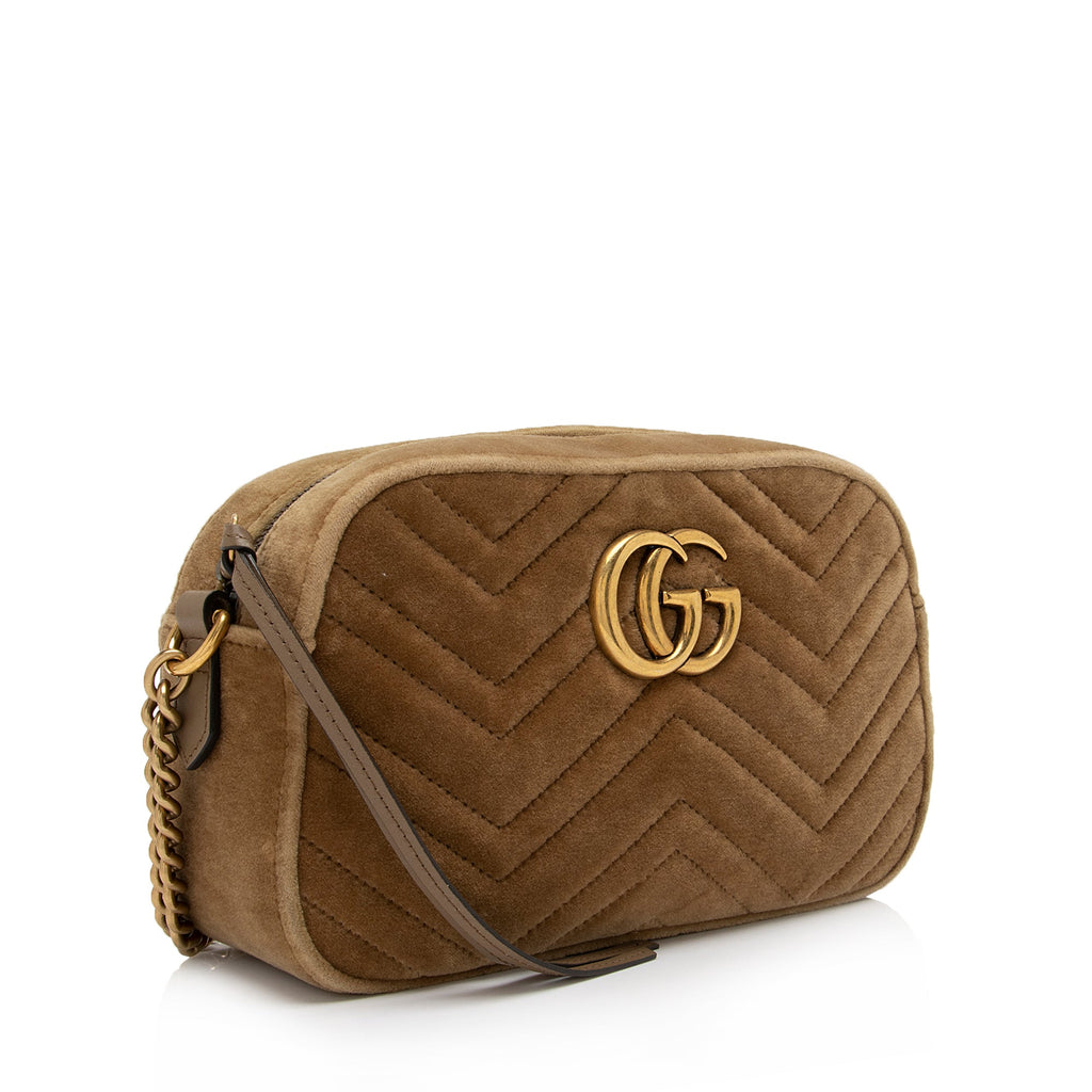 Gucci Matelasse Velvet GG Marmont Small Shoulder Bag (SHF-5JLMQ6)