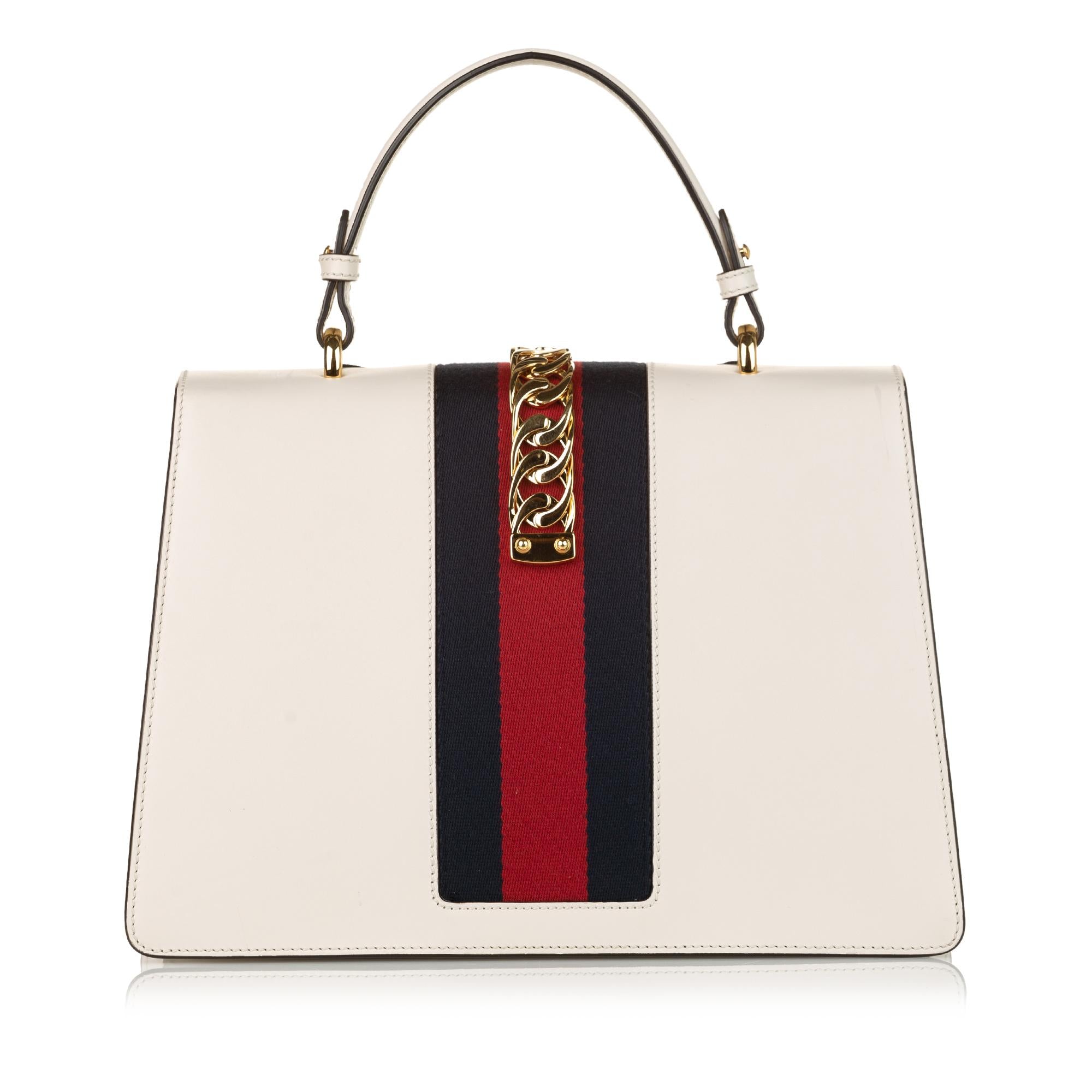 Gucci Medium Embroidered Leather Sylvie Satchel (SHG-33172)