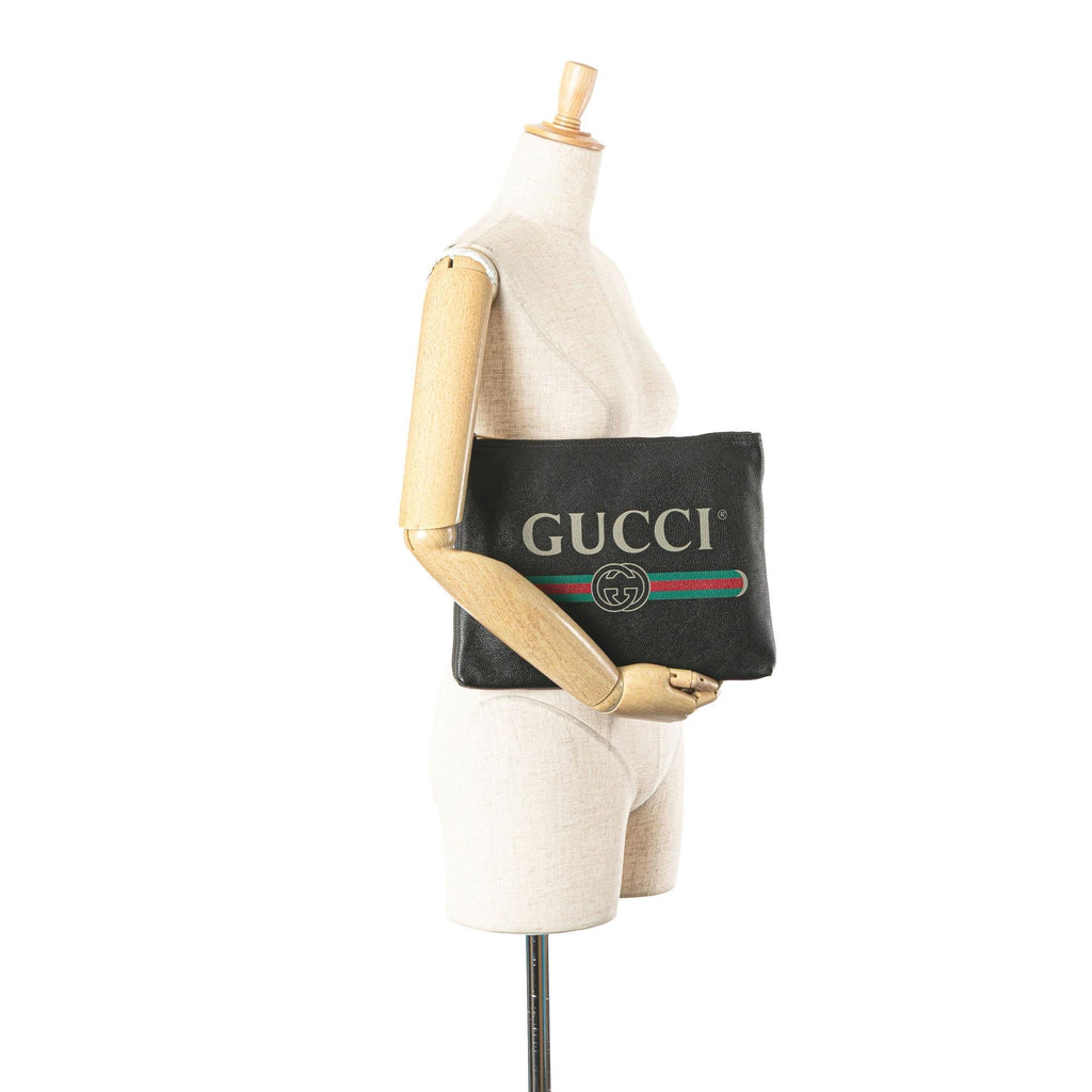 Gucci Medium Leather Logo Portfolio Clutch