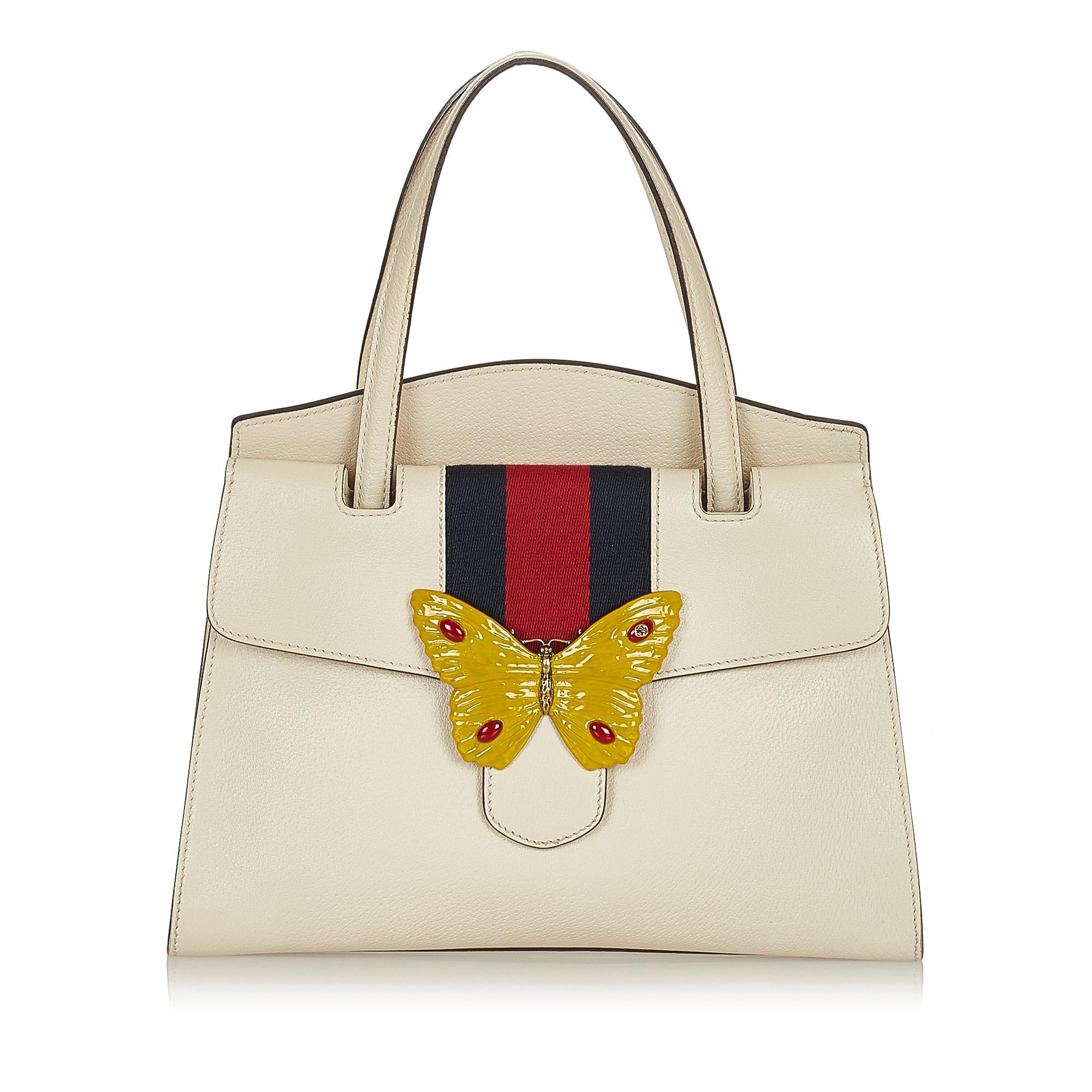 Gucci Medium Web Linea Butterfly Totem Satchel (SHG-31390)