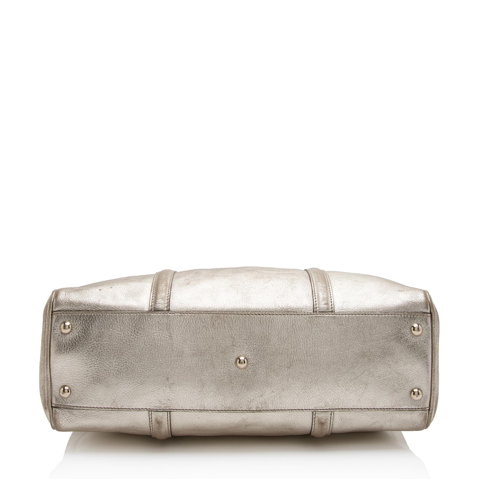 Gucci Metallic Leather Britt Medium Boston Bag (SHF-23530)