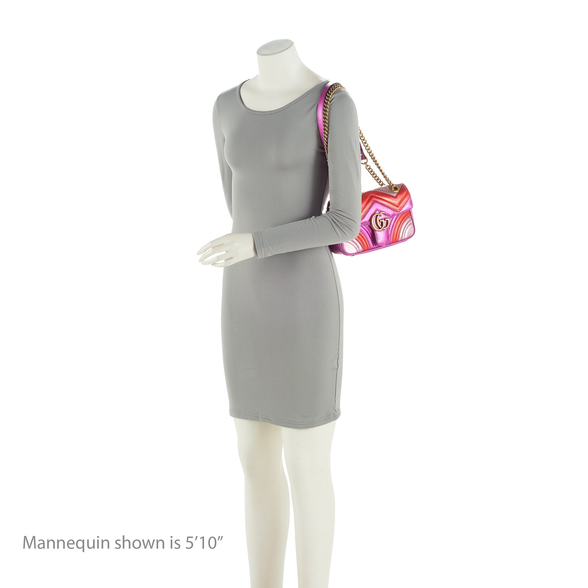 Gucci Metallic Matelasse Leather GG Marmont Mini Shoulder Bag (SHF-22837)