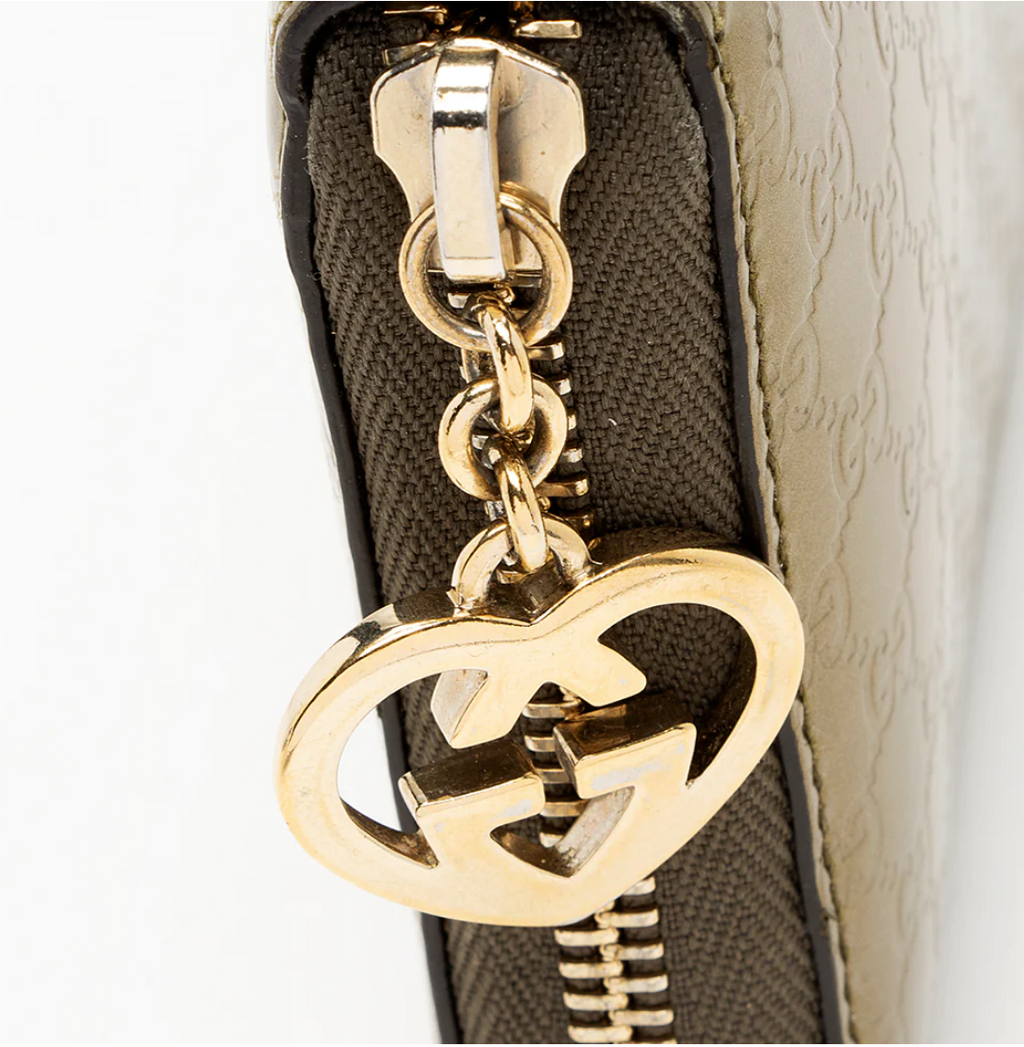 GUCCI METALLIC MICROGUCCISSIMA ZIP AROUND WALLET