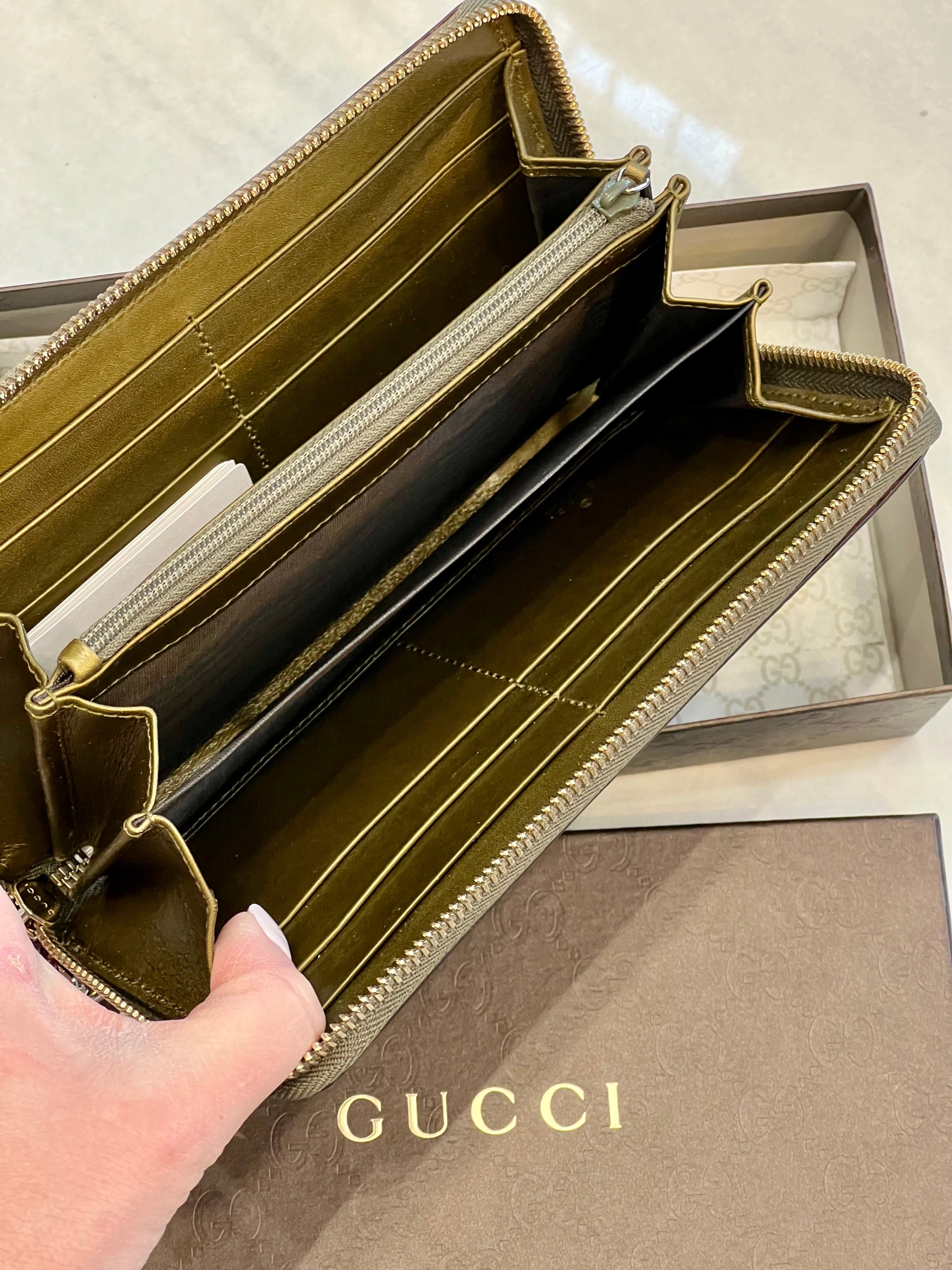 GUCCI METALLIC MICROGUCCISSIMA ZIP AROUND WALLET