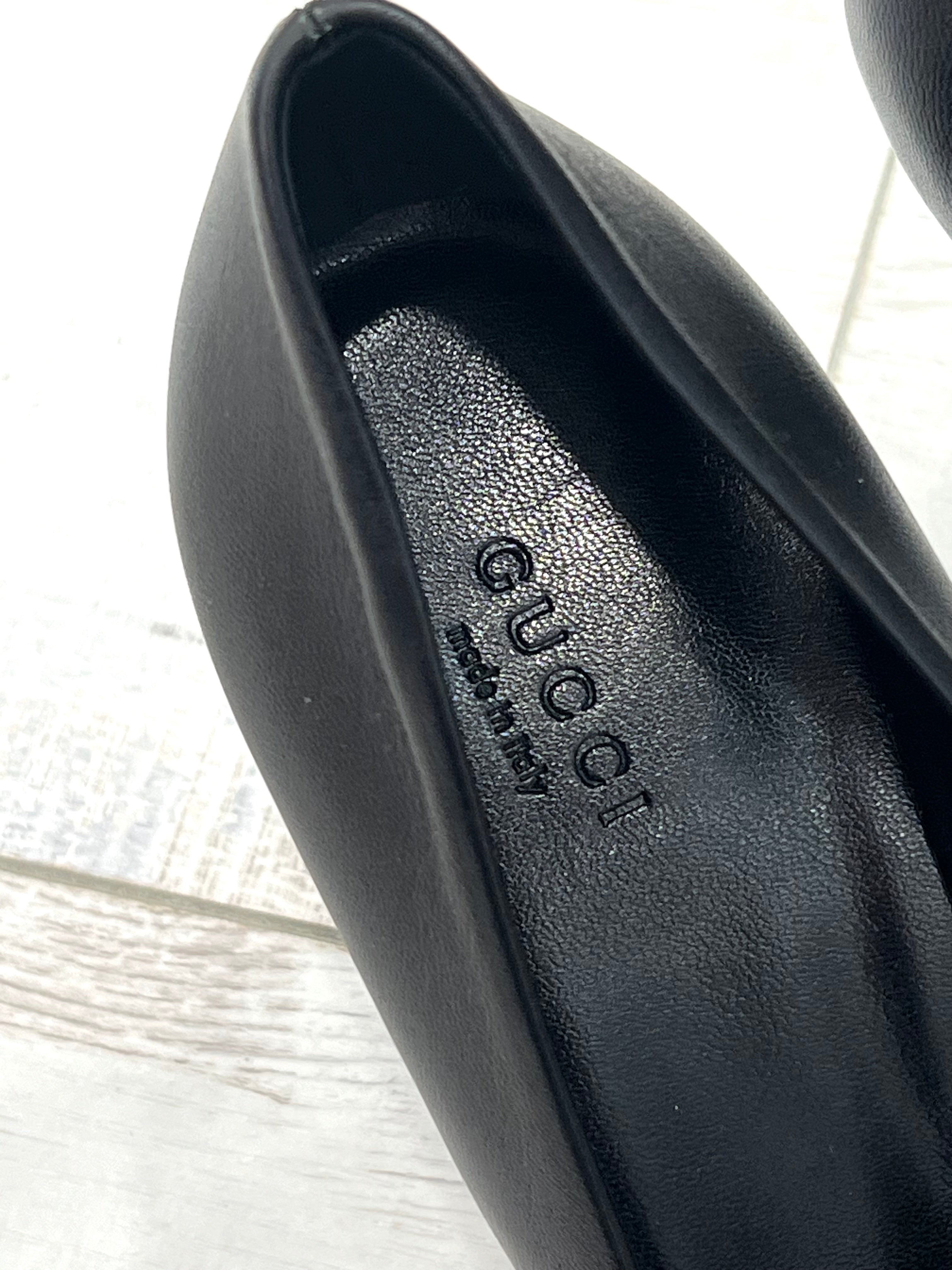 GUCCI NAPPA LEATHER MOOREA MOALITA MID HEEL PUMPS