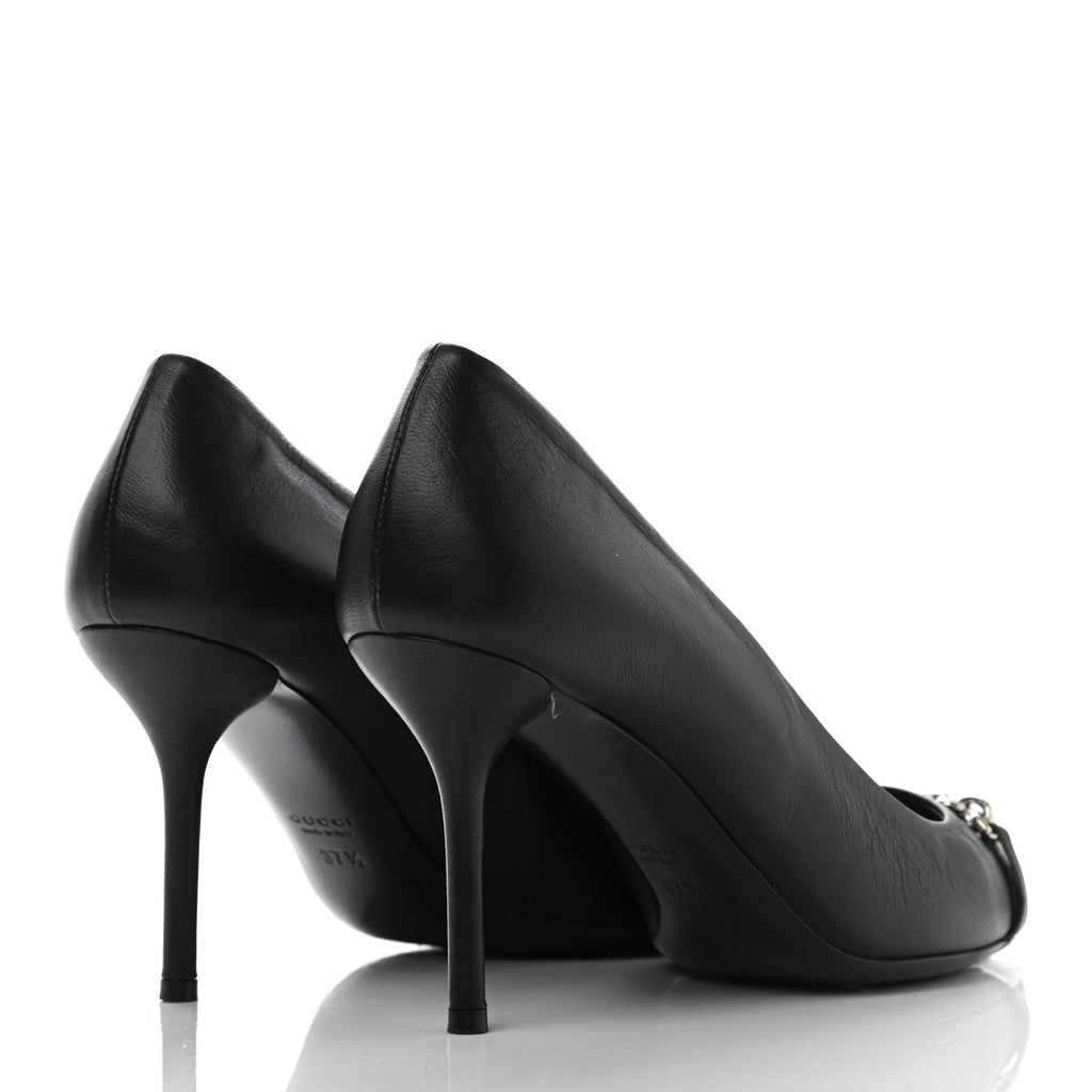 GUCCI NAPPA LEATHER MOOREA MOALITA MID HEEL PUMPS