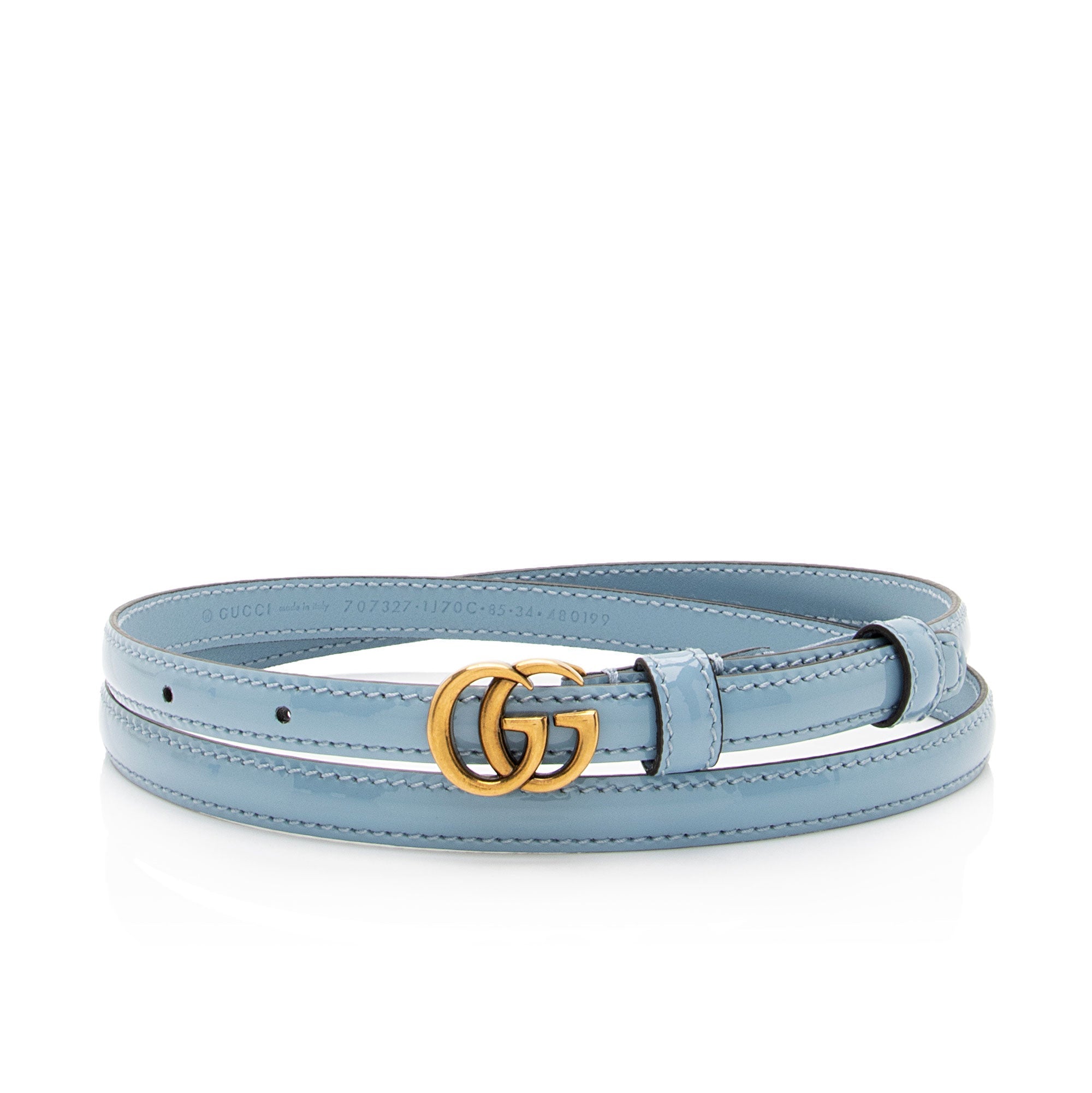 Gucci Patent Leather GG Marmont Slim Belt - Size 34 / 85 (SHF-vAUAM2)