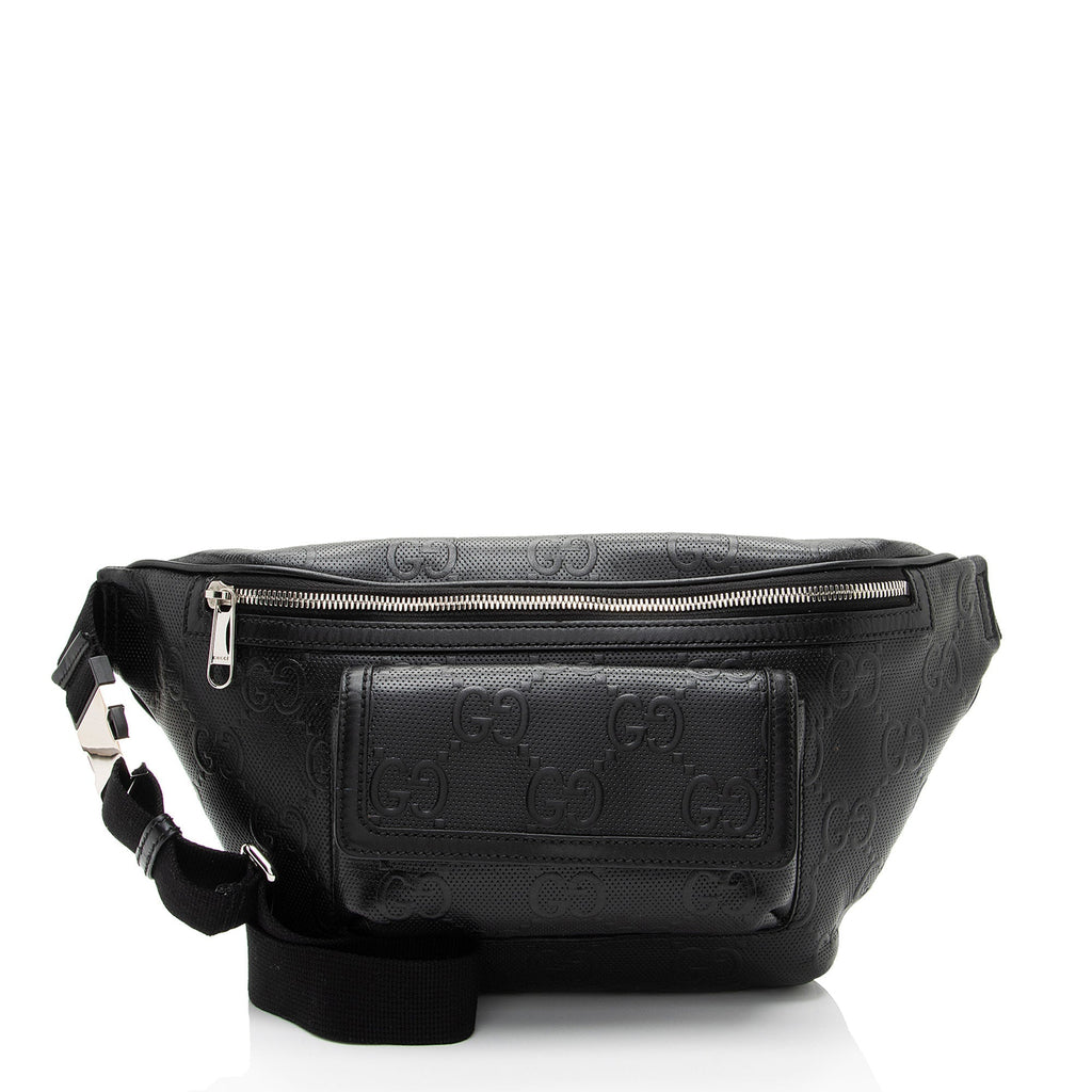 Gucci Perforated Embossed Leather GG Pocket Belt Bag (SHF-TJNqCI)