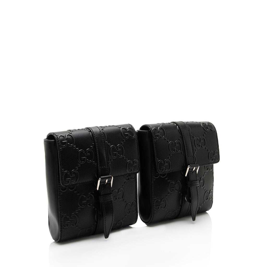 Gucci Perforated GG Embossed Double Belt Bag (SHF-rNzGhH)