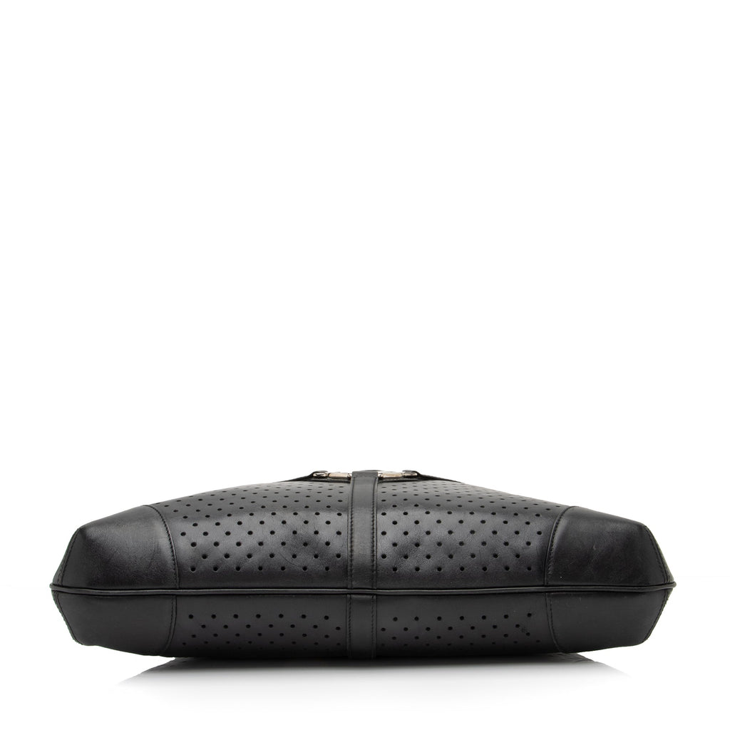 Gucci Perforated Leather Interlocking G Reins Satchel (SHF-23526)