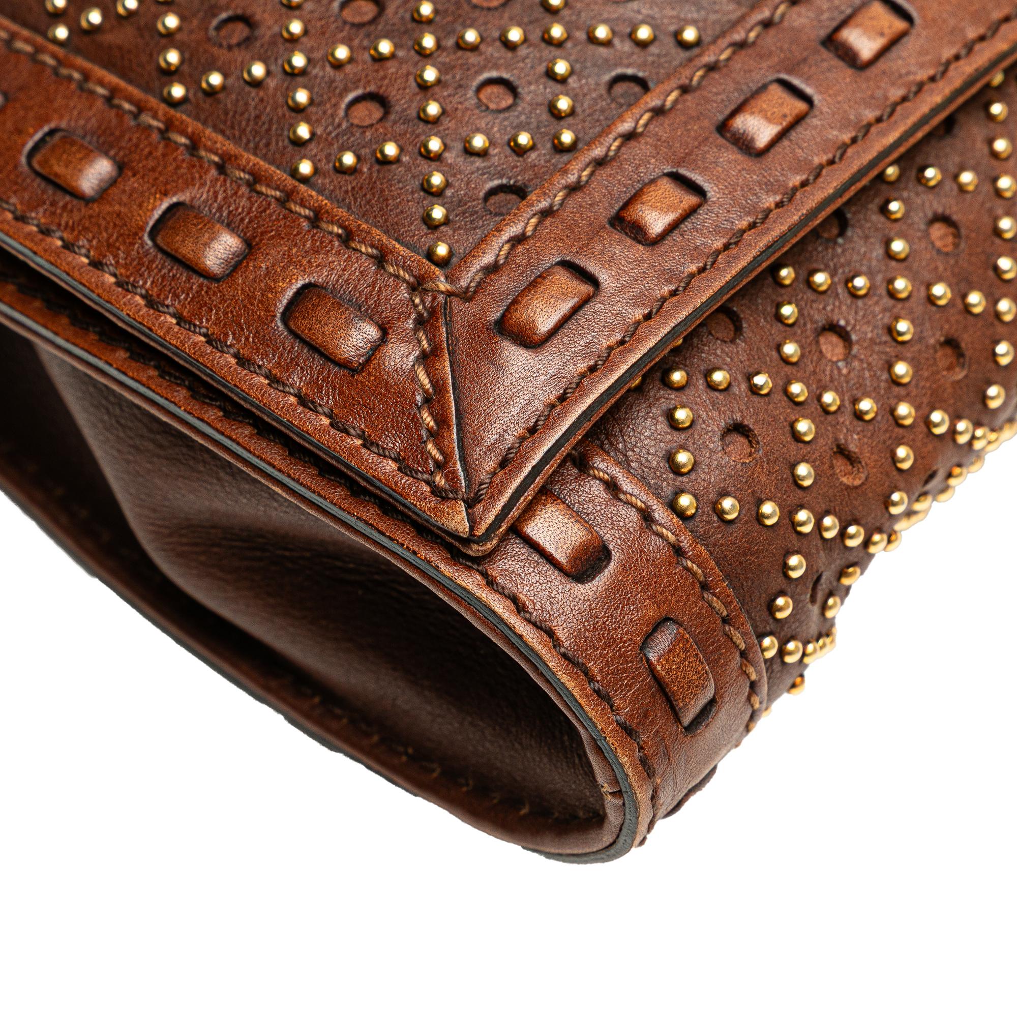 Gucci Perforated Leather Studded Malika Clutch
