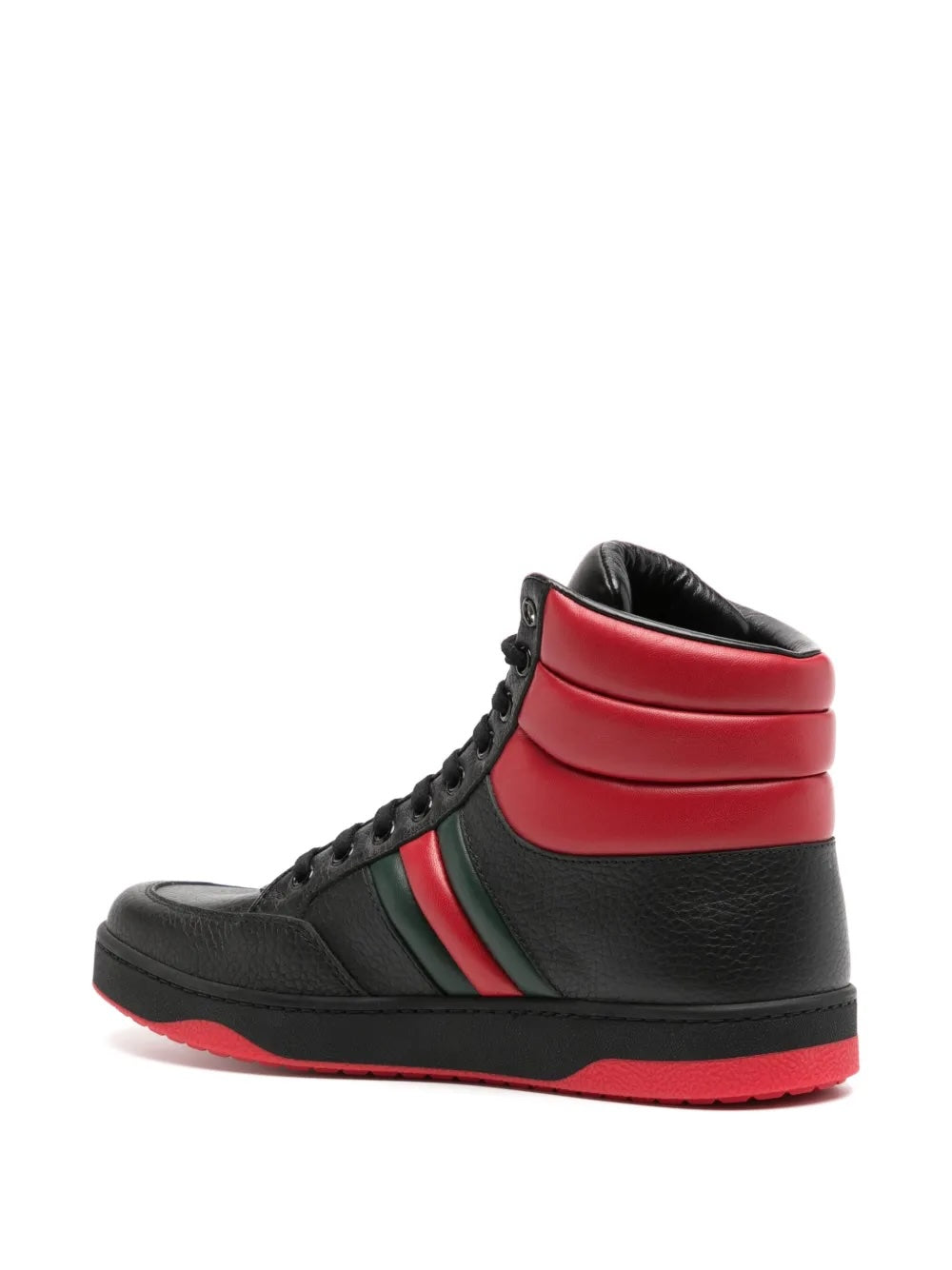 GUCCI RONNIE WEB HIGH-TOP CALFSKIN LEATHER SNEAKERS
