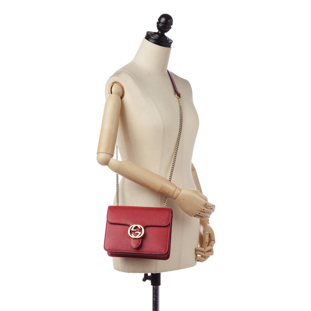 Gucci Small Interlocking G Leather Crossbody Bag (SHG-32603)