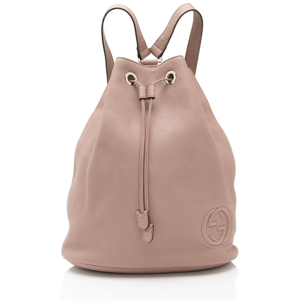 Gucci Small Pebbled Calfskin Soho Drawstring Backpack