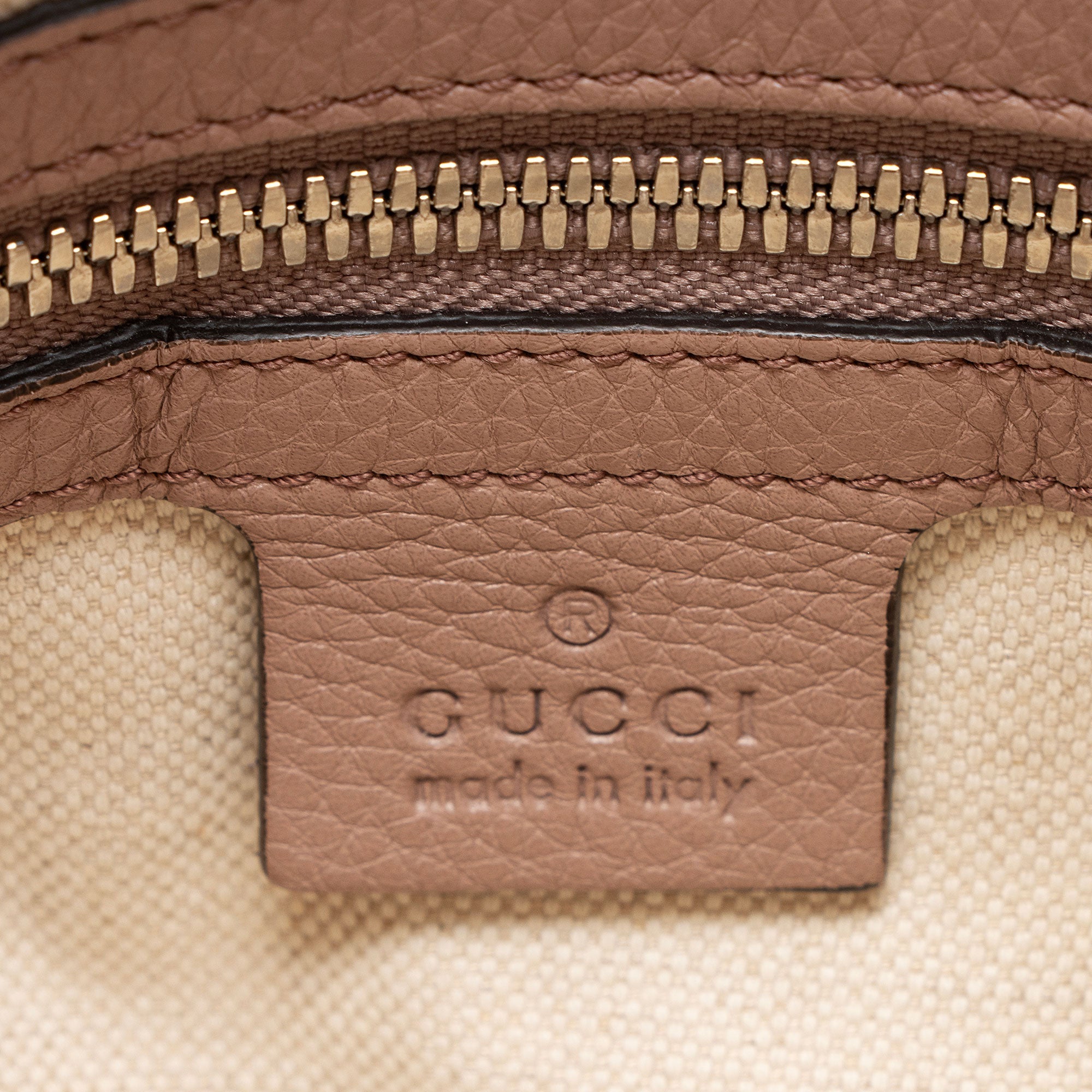 Gucci Small Pebbled Calfskin Soho Drawstring Backpack
