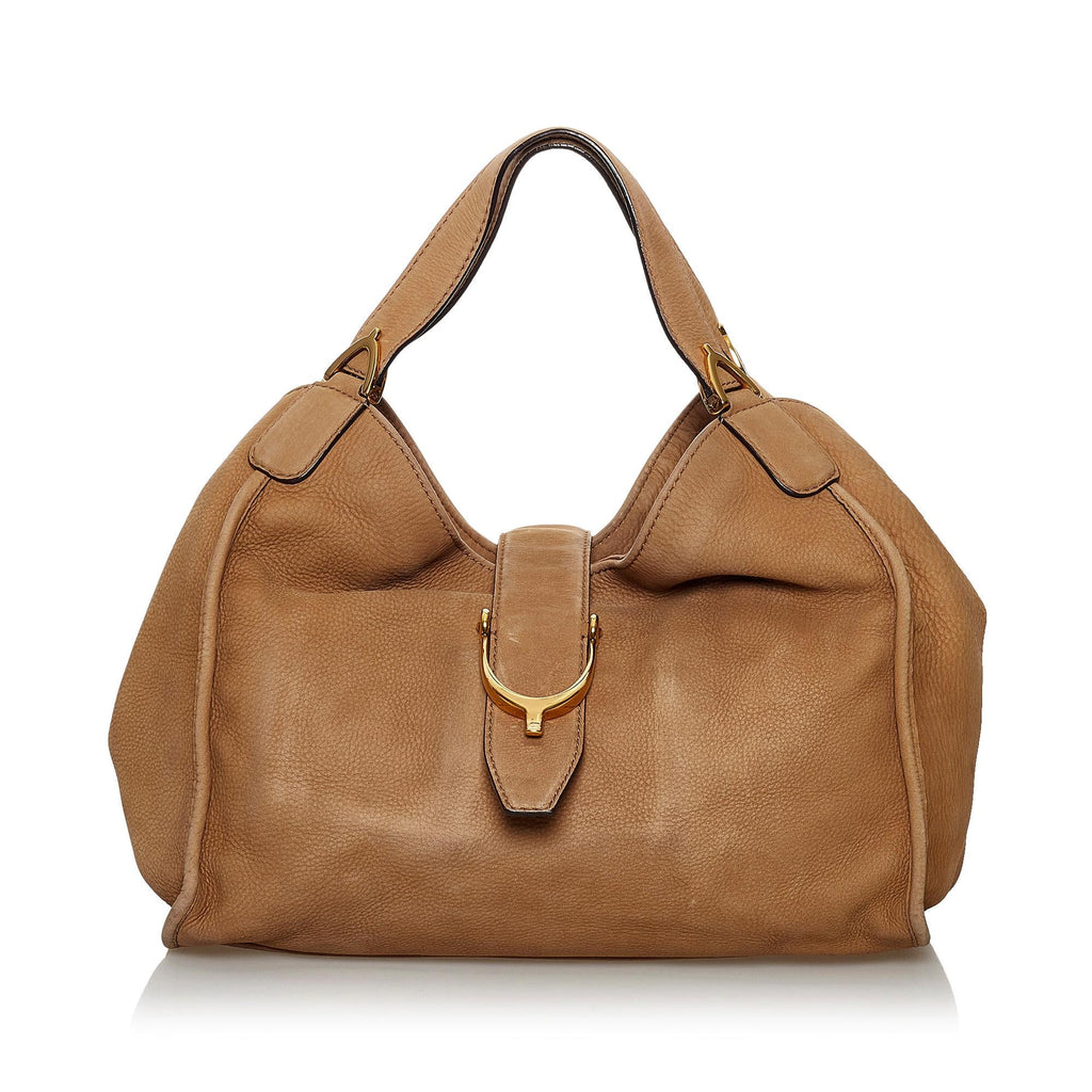 Gucci Soft Stirrup Nubuck Leather Shoulder Bag (SHG-30343)