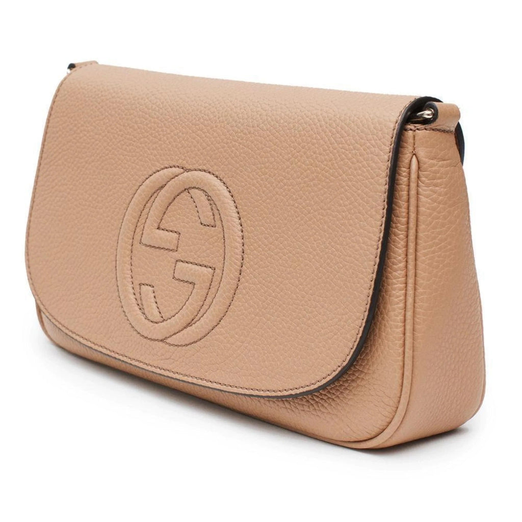 GUCCI GG SOHO CAMELIA CALFSKIN LEATHER SHOULDER BAG