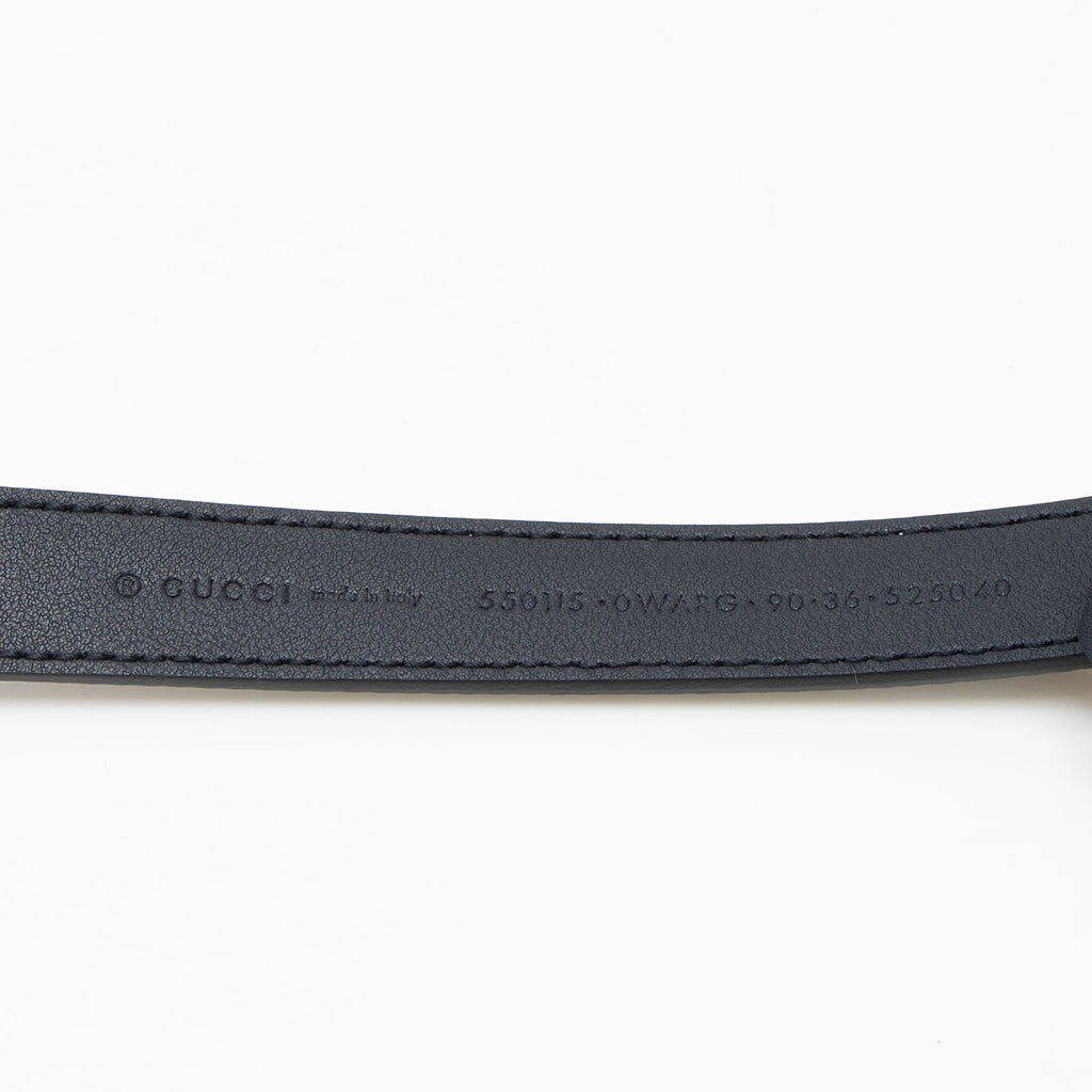 Gucci Striped Leather GG Torchon Web Thin Belt - Size 36 / 90