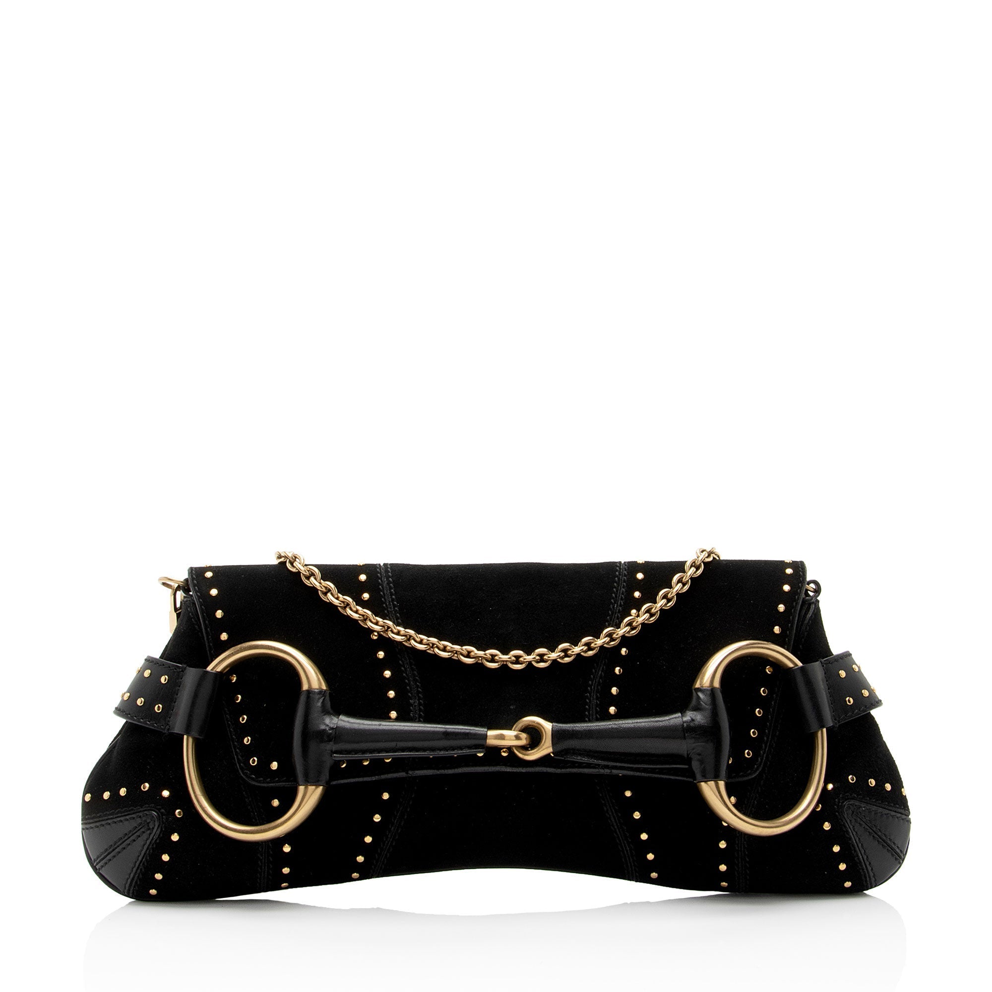 Gucci Suede Studded Horsebit Clutch (SHF-myTX76)