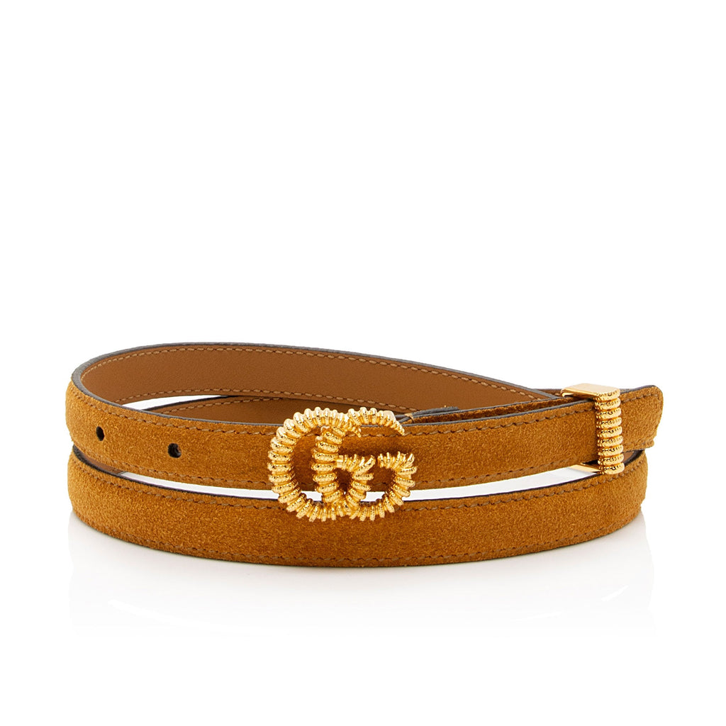 Gucci Suede Torchon GG Skinny Belt - Size 32 / 80 (SHF-mlHMGz)