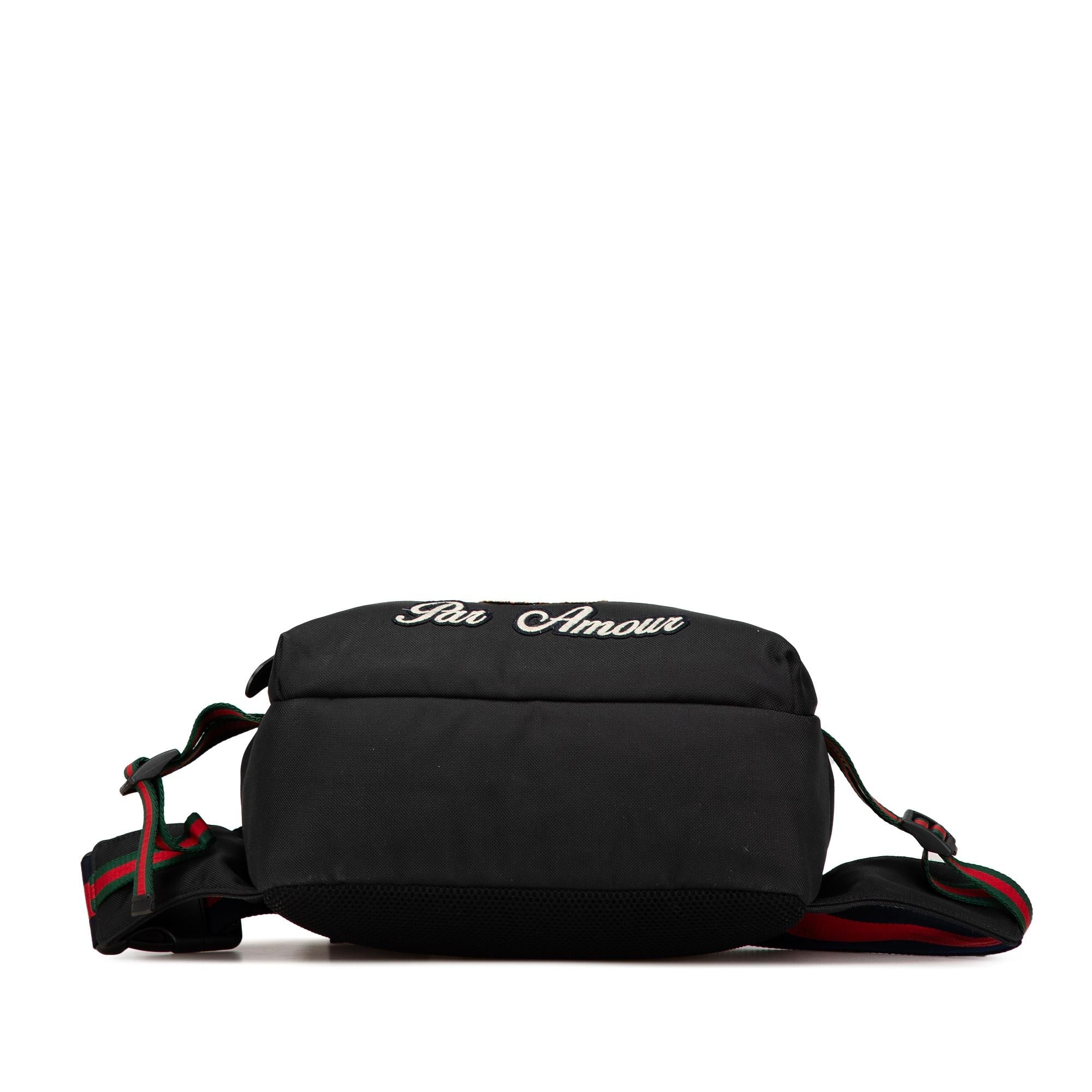 Gucci Techno Canvas Web L Aveugle Par Amour Embroidered Belt Bag