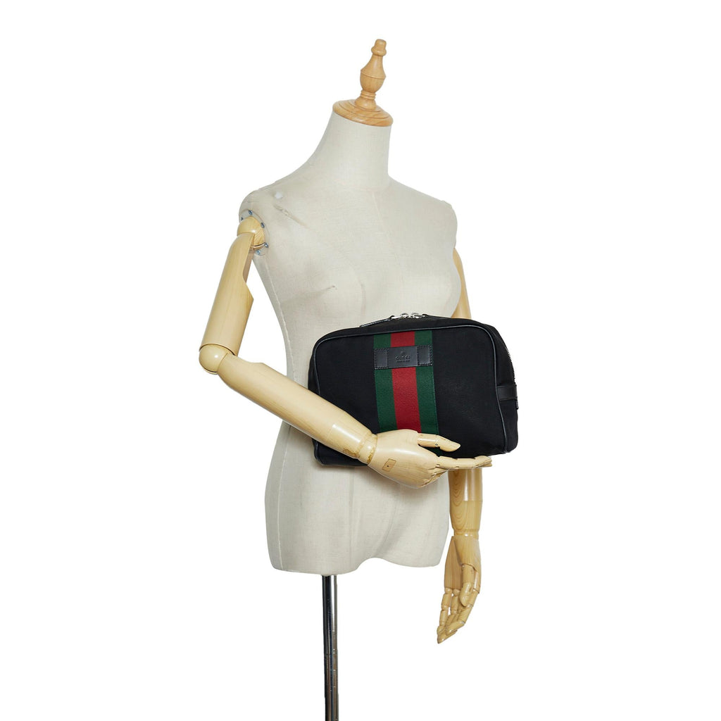 Gucci Techno Web Canvas Clutch (SHG-ZIsgog)