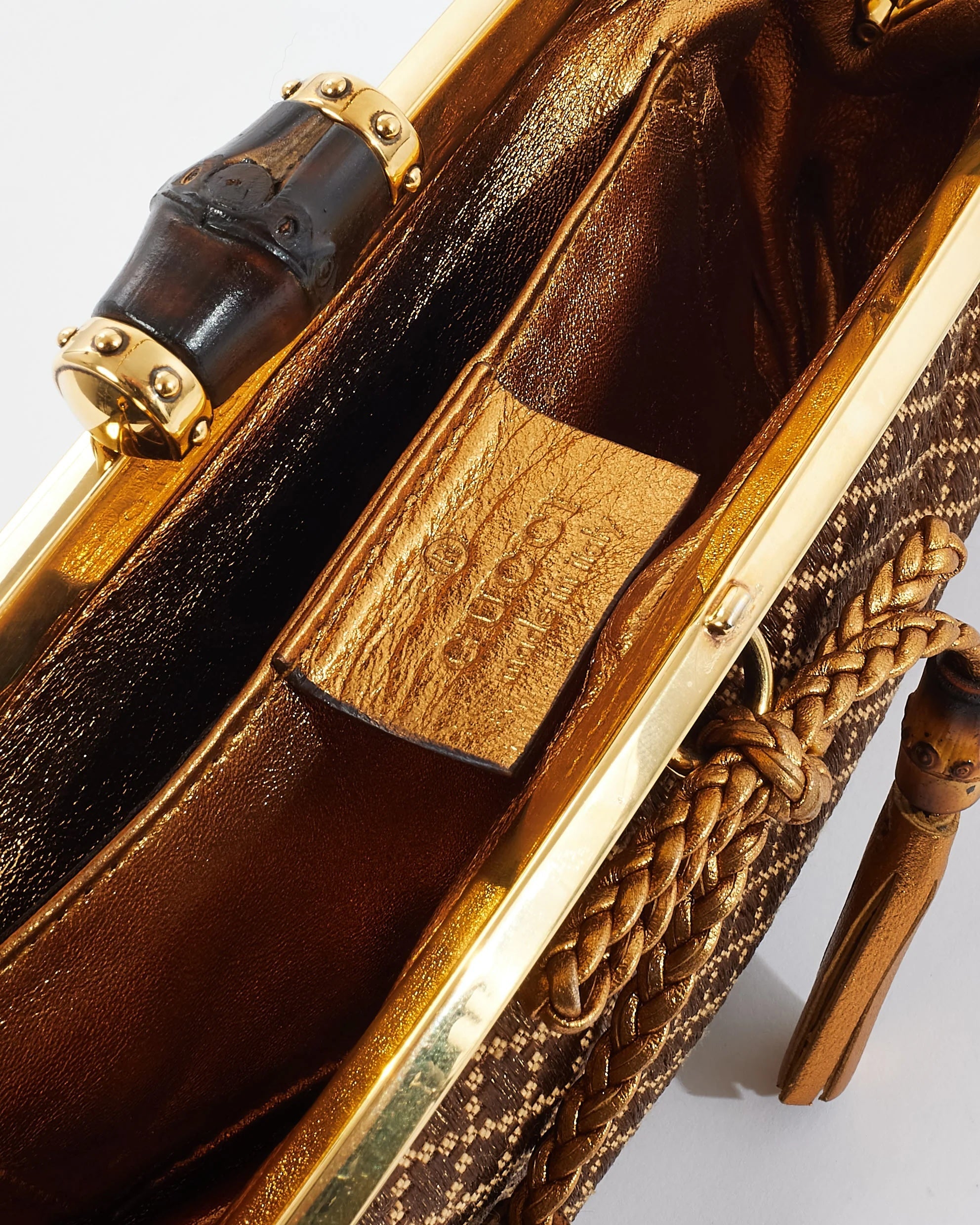 GUCCI VINTAGE GOLD BAMBOO CHAIN SHOULDER BAG