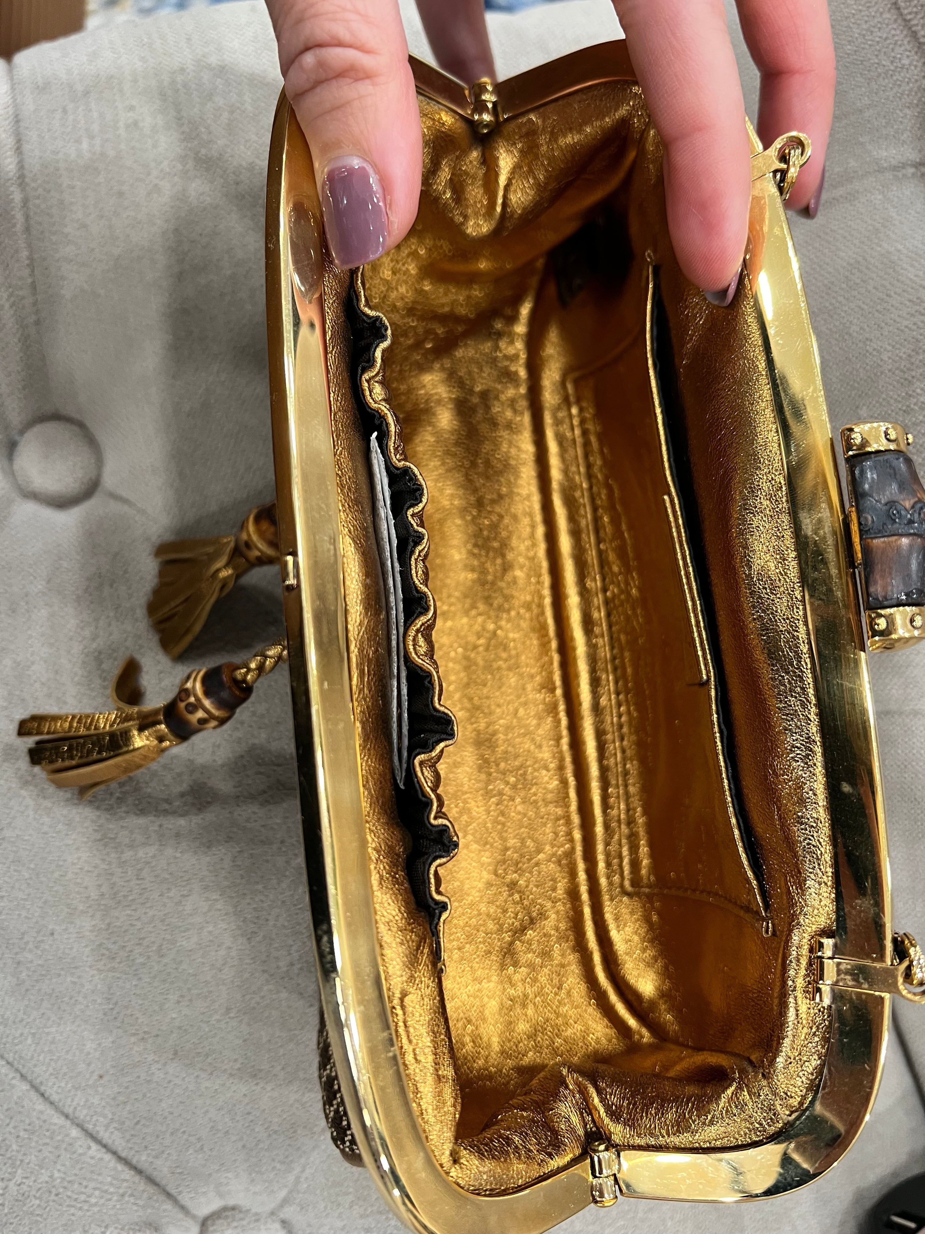 GUCCI VINTAGE GOLD BAMBOO CHAIN SHOULDER BAG
