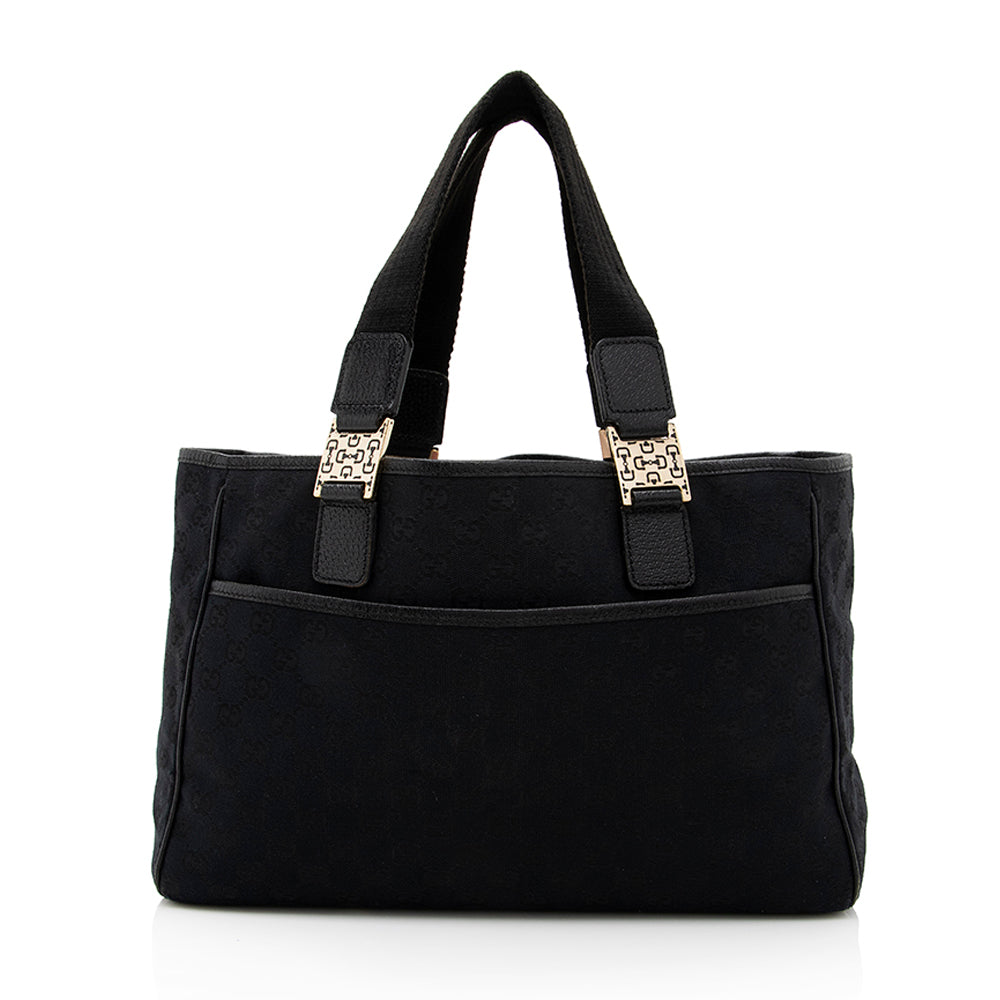 Gucci Vintage GG Canvas Horsebit Small Tote (SHF-19171)