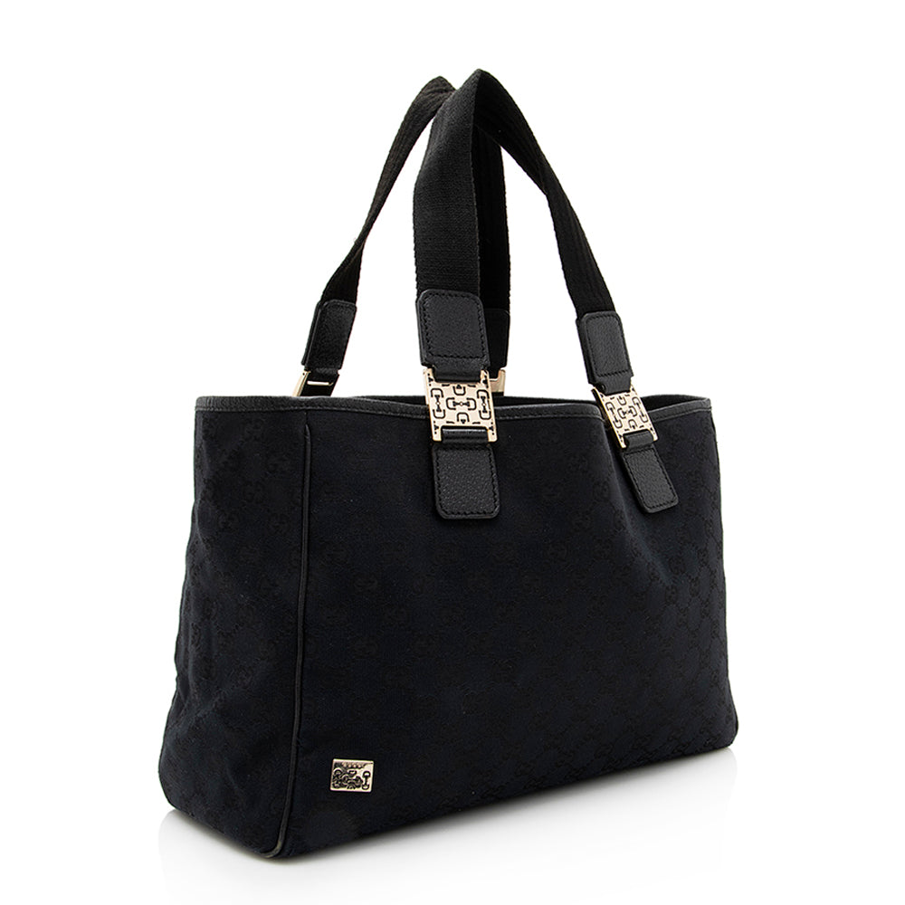 Gucci Vintage GG Canvas Horsebit Small Tote (SHF-19171)