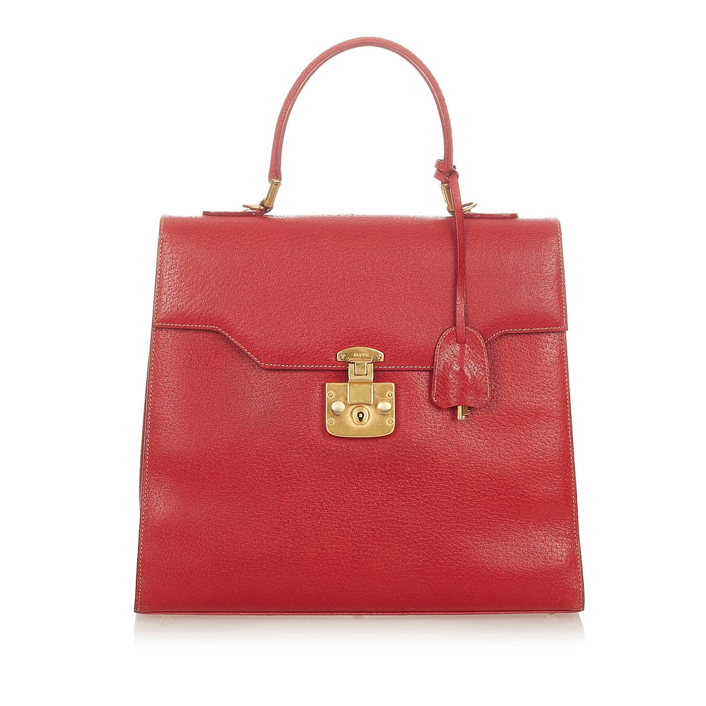Gucci Vintage Lady Lock Leather Handbag (SHG-31855)