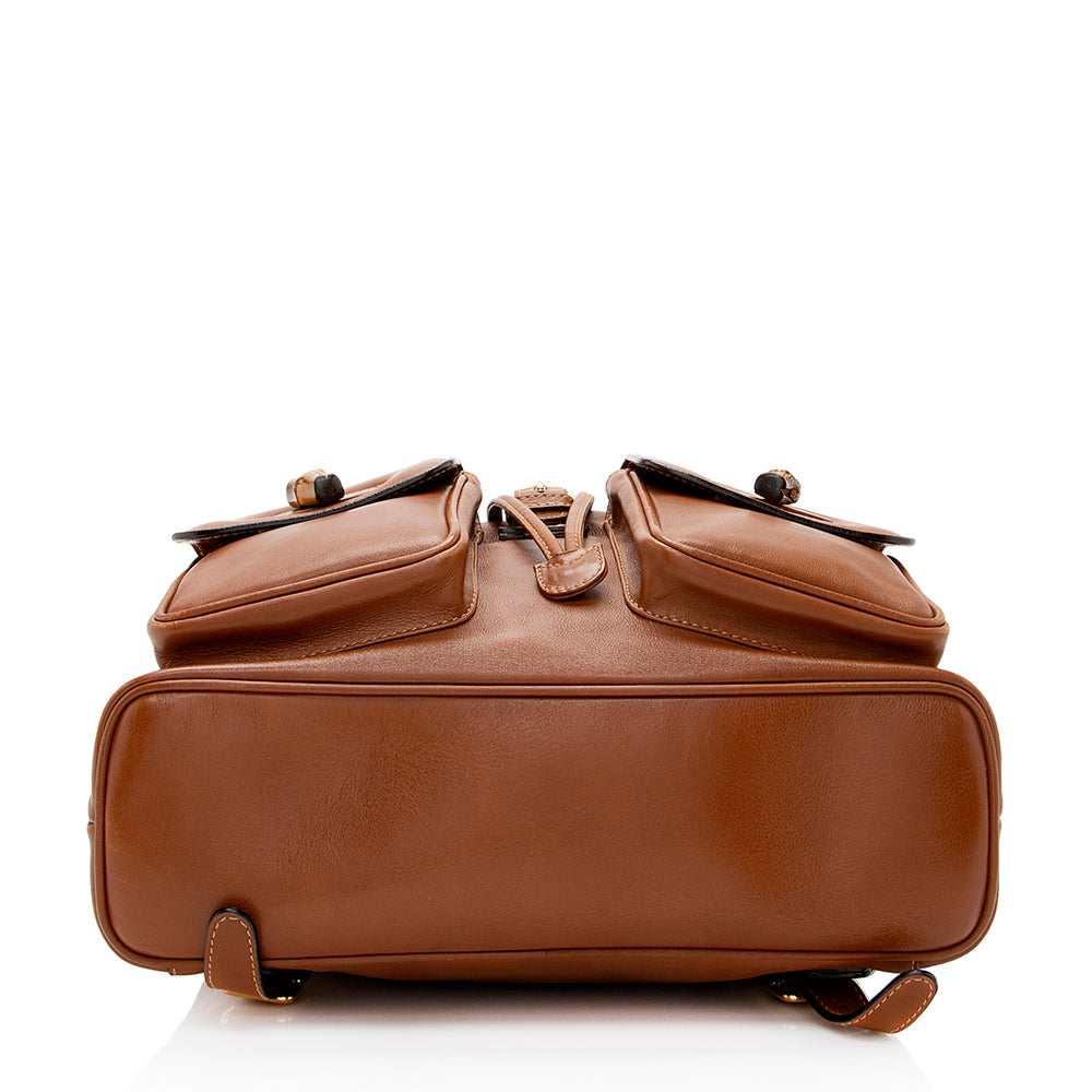 Gucci Vintage Leather Bamboo Backpack (SHF-19555)