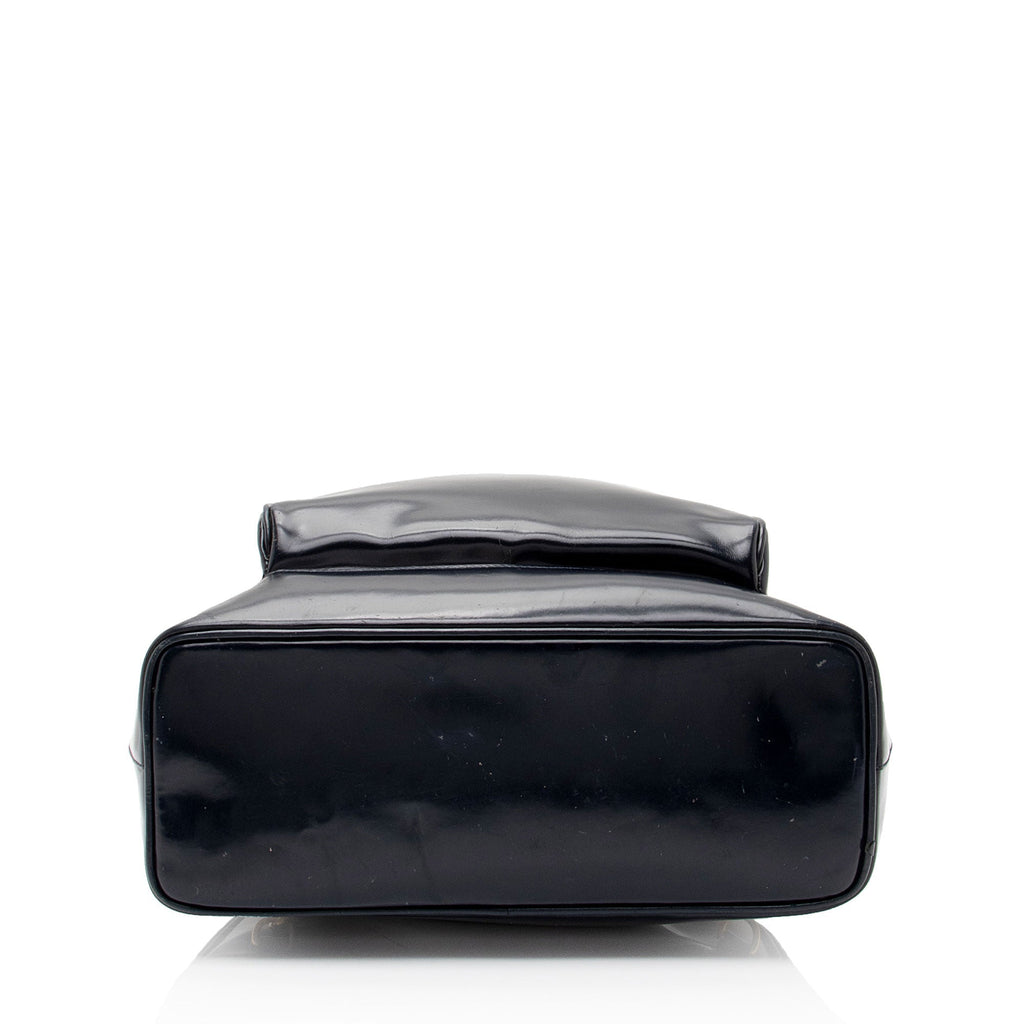 Gucci Vintage Patent Leather Bamboo Sling Backpack (SHF-dSK8BK)
