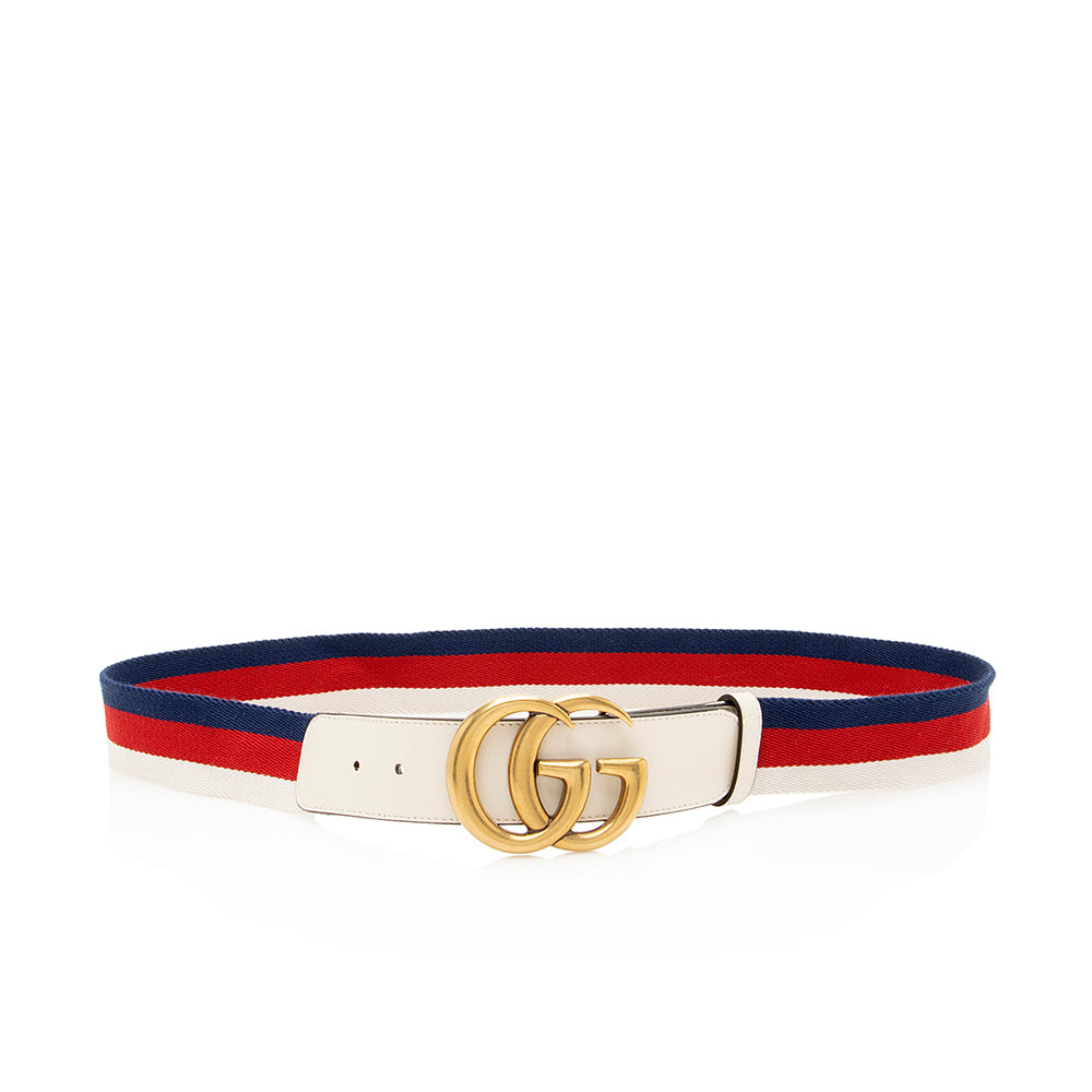Gucci Web Calfskin Double G Belt - Size 38 / 95 (SHF-18979)
