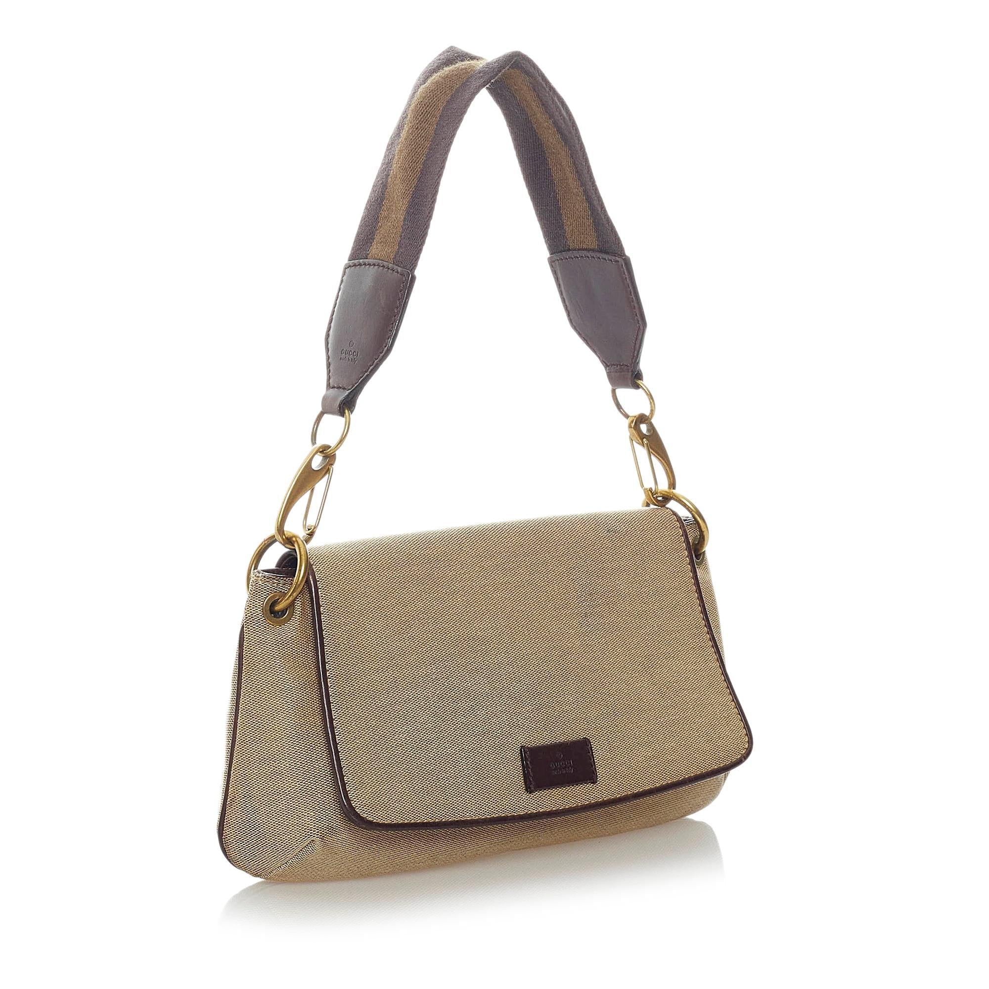 Gucci Web Canvas Shoulder Bag (SHG-32709)