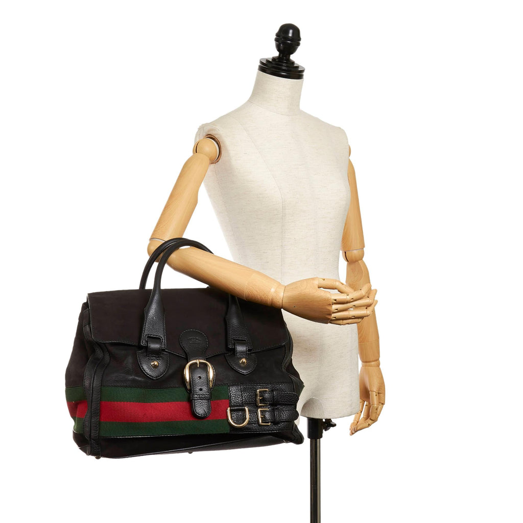 Gucci Web Heritage Nubuck Tote Bag (SHG-34479)