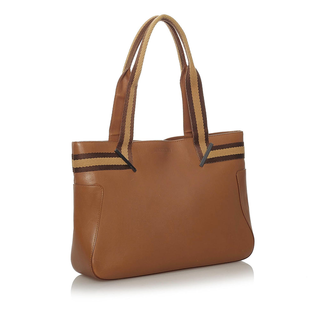 Gucci Web Leather Tote Bag (SHG-28971)
