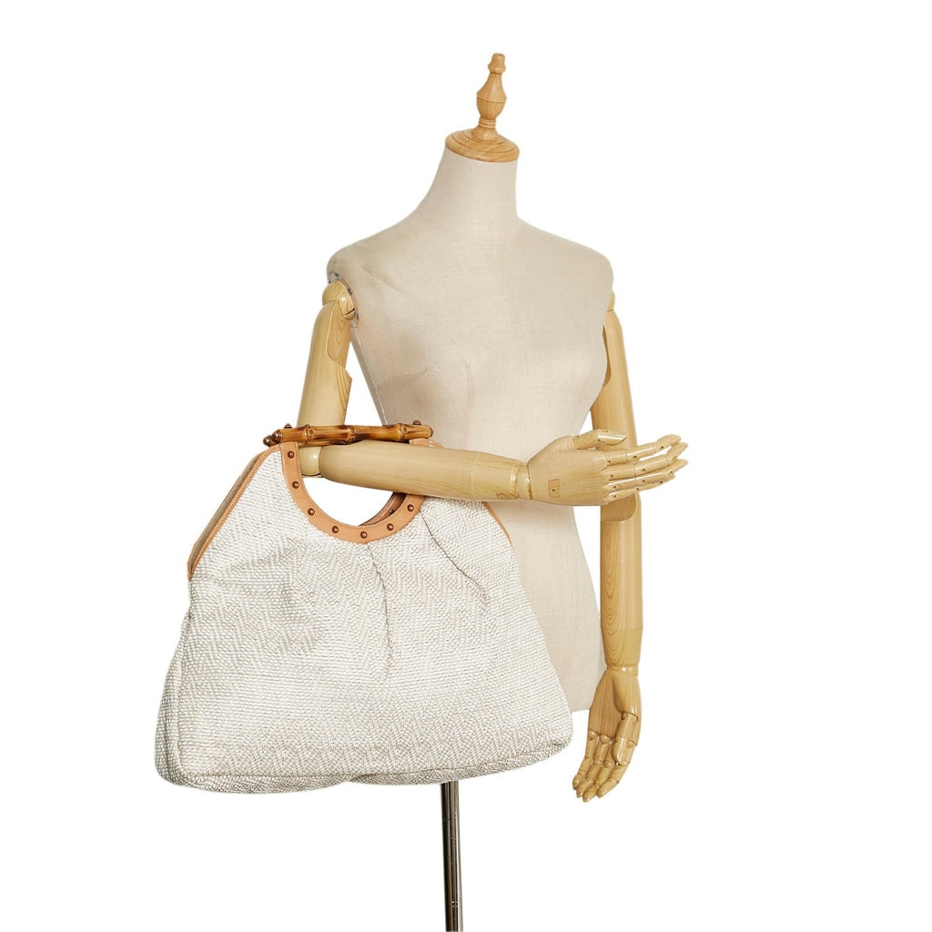 Gucci Woven Leather Bamboo Hobo (SHG-9rgvsp)