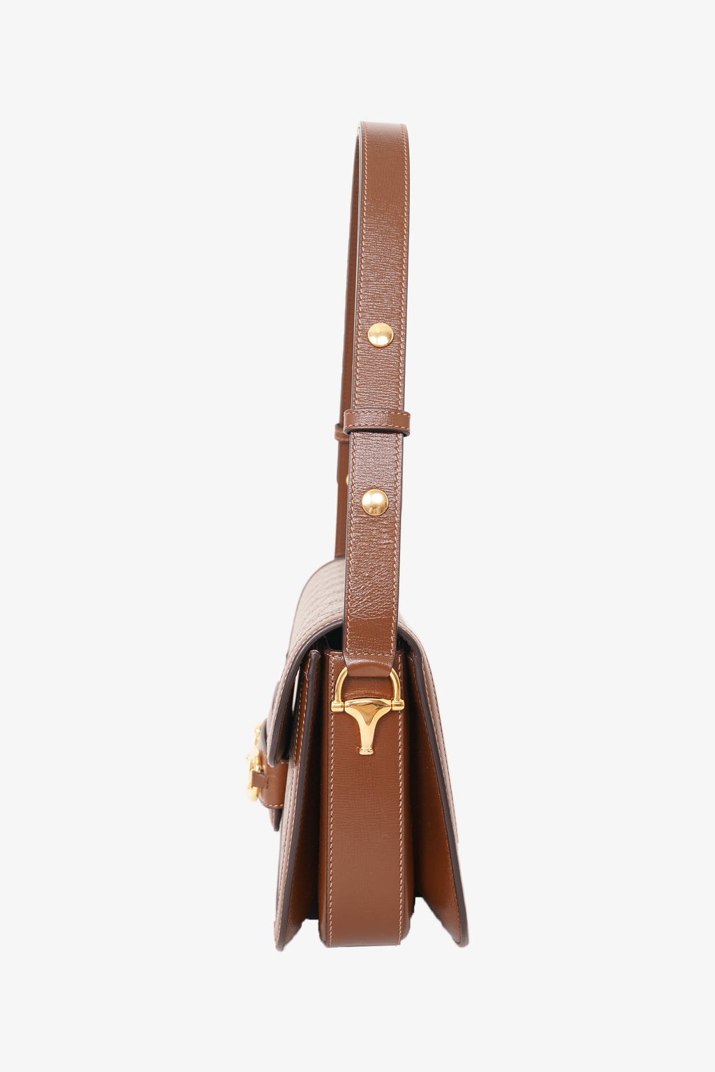 Gucci Beige/Brown Monogram 'Gucci 1955' Horsebit Shoulder Bag