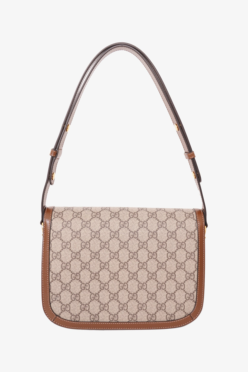 Gucci Beige/Brown Monogram 'Gucci 1955' Horsebit Shoulder Bag