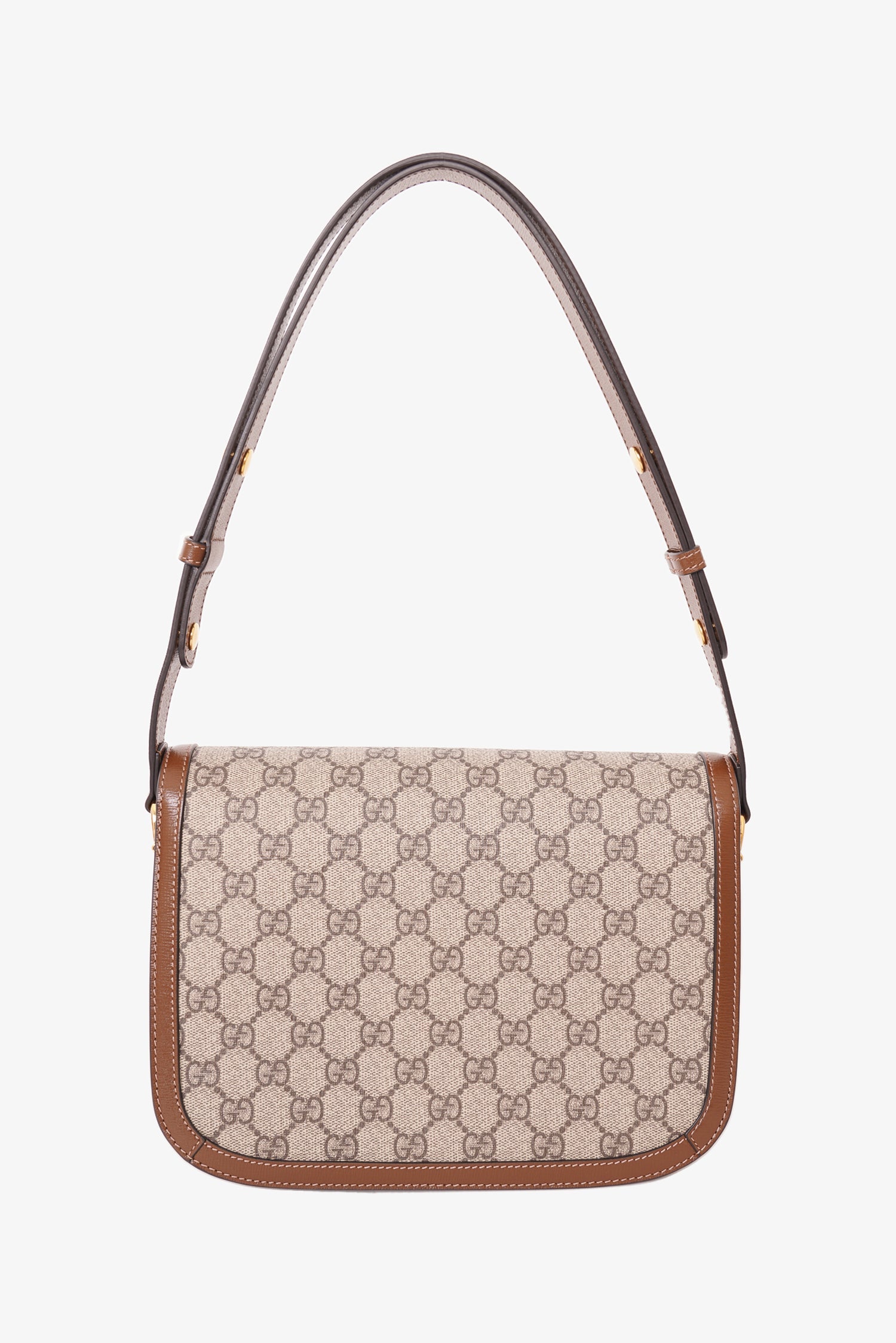 Gucci Beige/Brown Monogram 'Gucci 1955' Horsebit Shoulder Bag