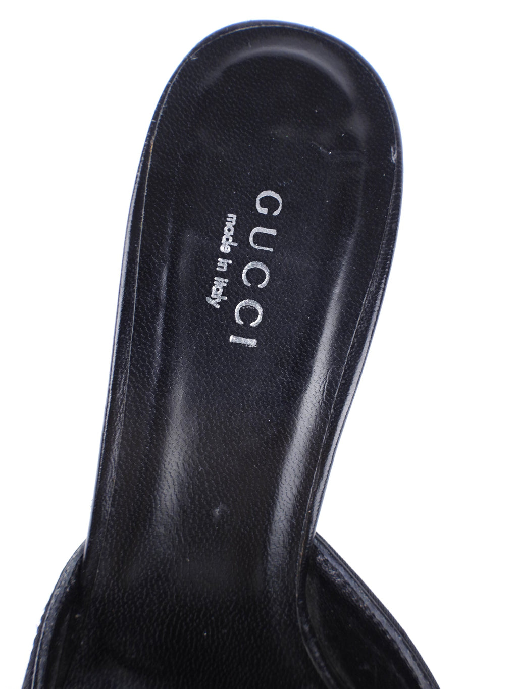 Gucci Black GG Monogram Canvas and Leather Stiletto Heel Mules - 36