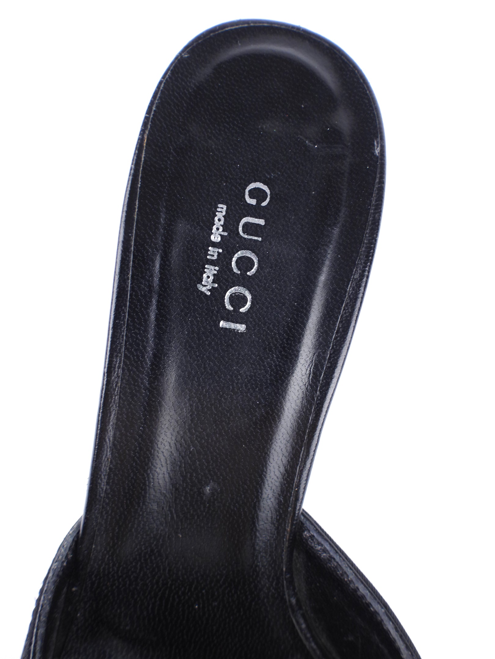 Gucci Black GG Monogram Canvas and Leather Stiletto Heel Mules - 36