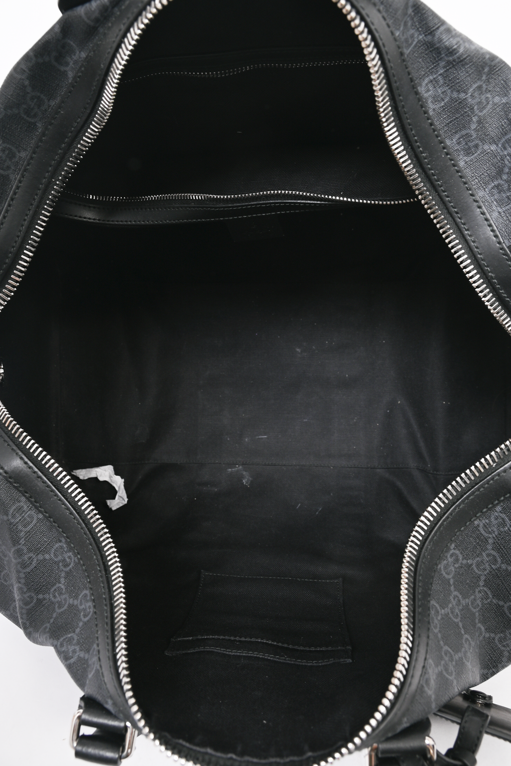 Gucci Black GG Supreme Carry-On Duffle Bag with Web Strap