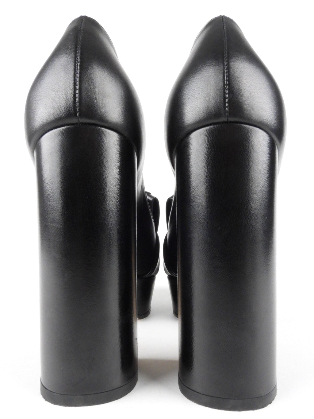 Gucci Black Leather GG Malaga Fringe Loafer Block Heel Platform Pumps - 37