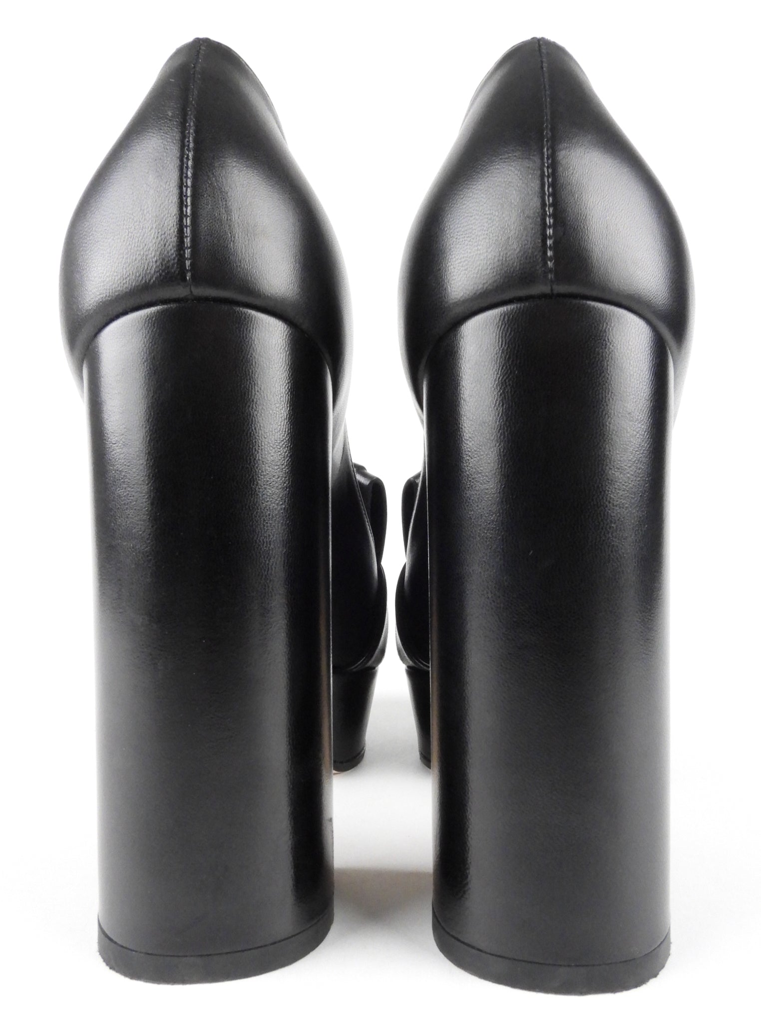 Gucci Black Leather GG Malaga Fringe Loafer Block Heel Platform Pumps - 37