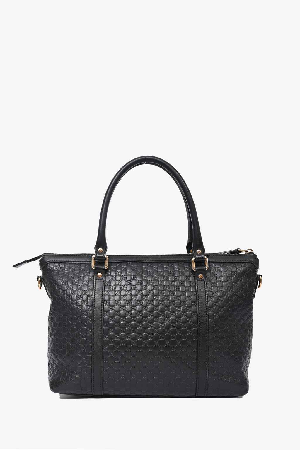 Gucci Black Leather Microguccissima Top Handle with Strap
