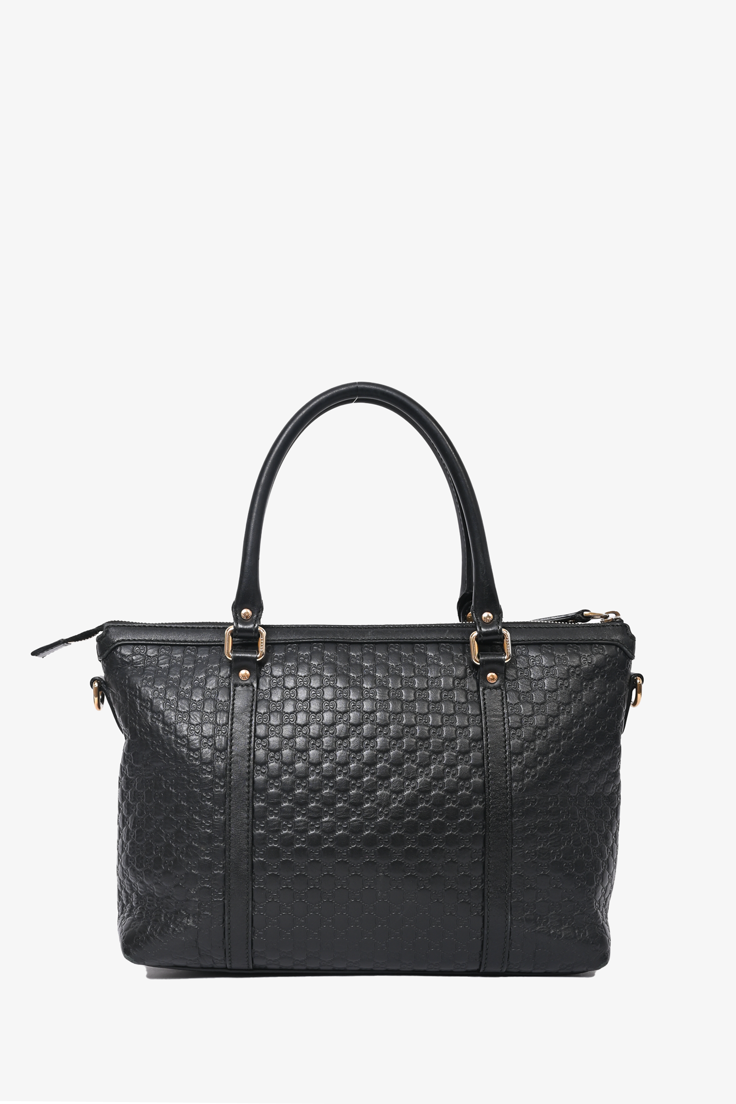 Gucci Black Leather Microguccissima Top Handle with Strap