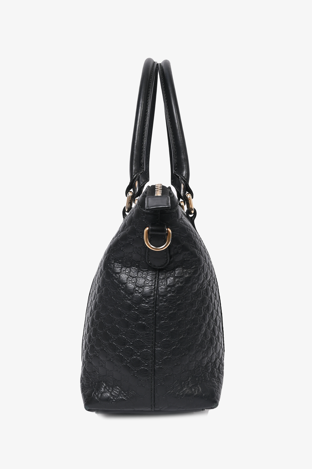Gucci Black Leather Microguccissima Top Handle with Strap