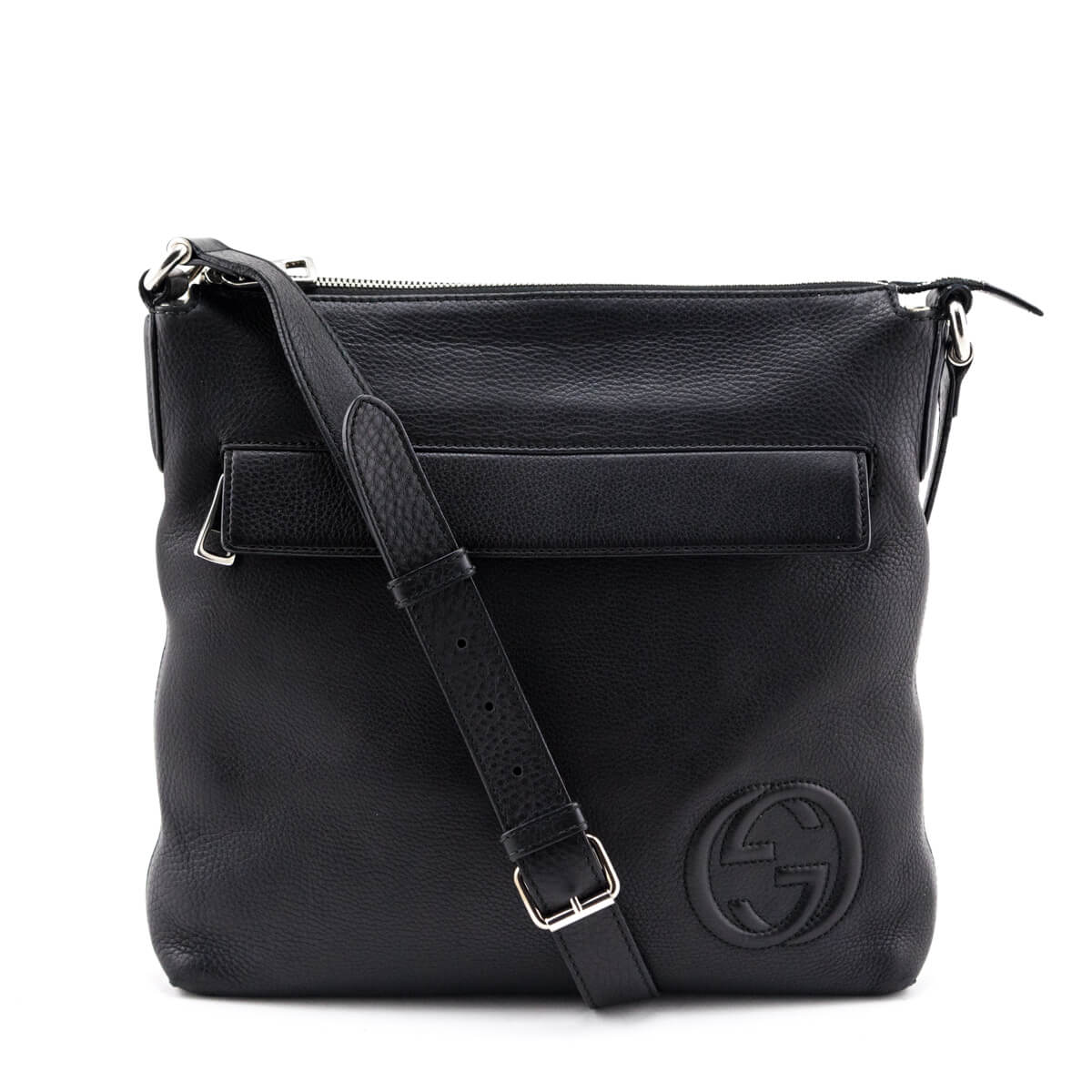 Gucci Black Pebbled Calfskin Medium Soho Messenger Bag